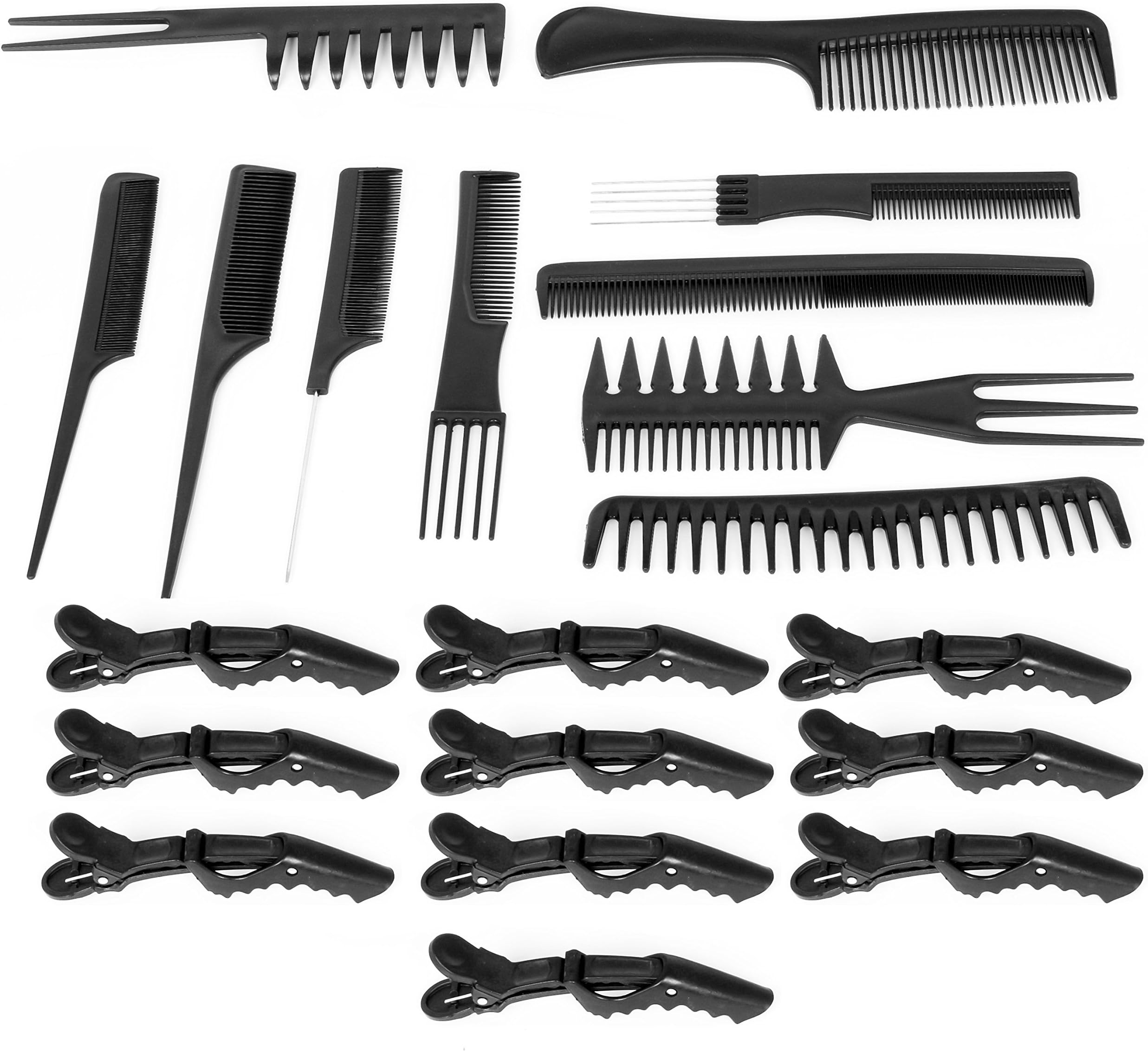 Hair Styling Clips Comb Set, 10PCS Clips/10PCS Combs, Black