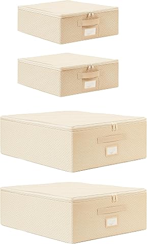 Ocean Home Textile 4'lü Bej Balıksırtı Destekli Hurç Set 2 Adet 31 x 38 x 12 + 45 x 55 x 18 cm