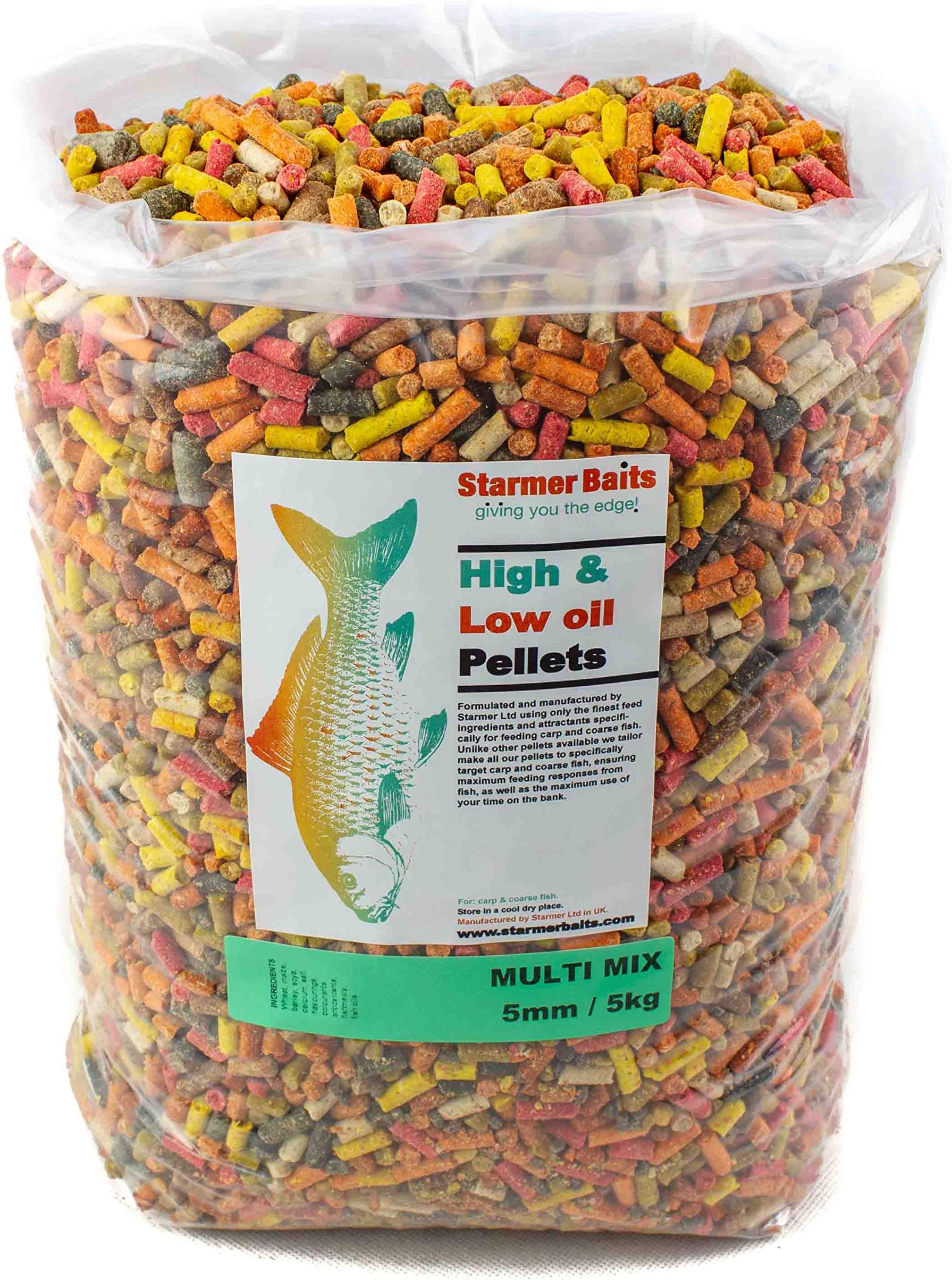 5kg Mixed high and low oil sinking pellets for carp and coarse fishing
