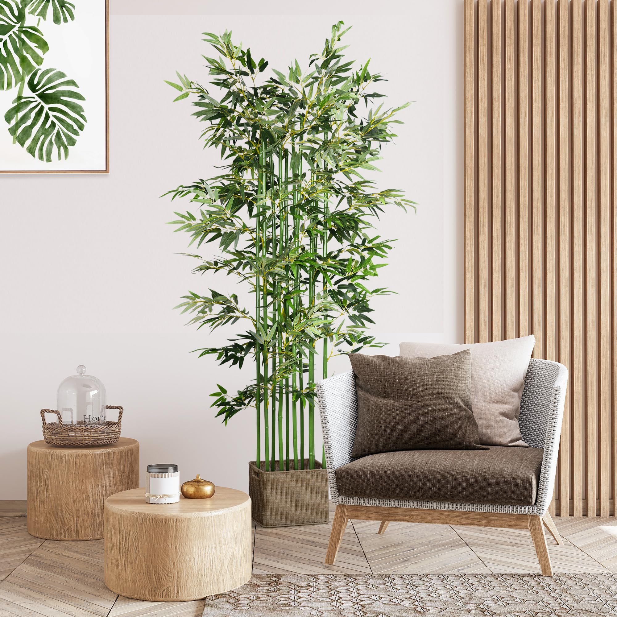 HOMCOM Bambú Artificiales Pack de 2 180 cm 1640 Hojas 35x10x180 cm Verde