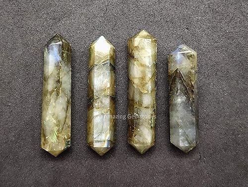 Piedras preciosas de punta de lápiz de cristal de doble terminación de labradorita, cristales curativos para bricolaje, colgantes, collares,