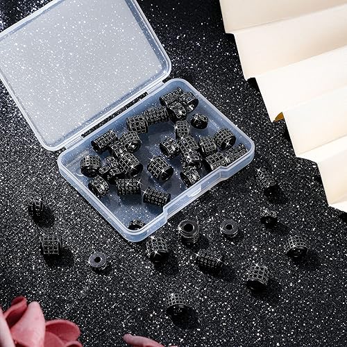 Miniatura 3 de Yinkin 40 cuentas de diamantes de imitación de circón, columna de tubo, colgantes, cuentas de circonita cúbica, cuentas espaciadoras de agujeros