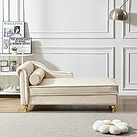 Vista 5 de Chaise Lounge para interiores, sofá de salón tapizado de terciopelo con espacio de almacenamiento oculto, sofá cama con marco de madera maciza