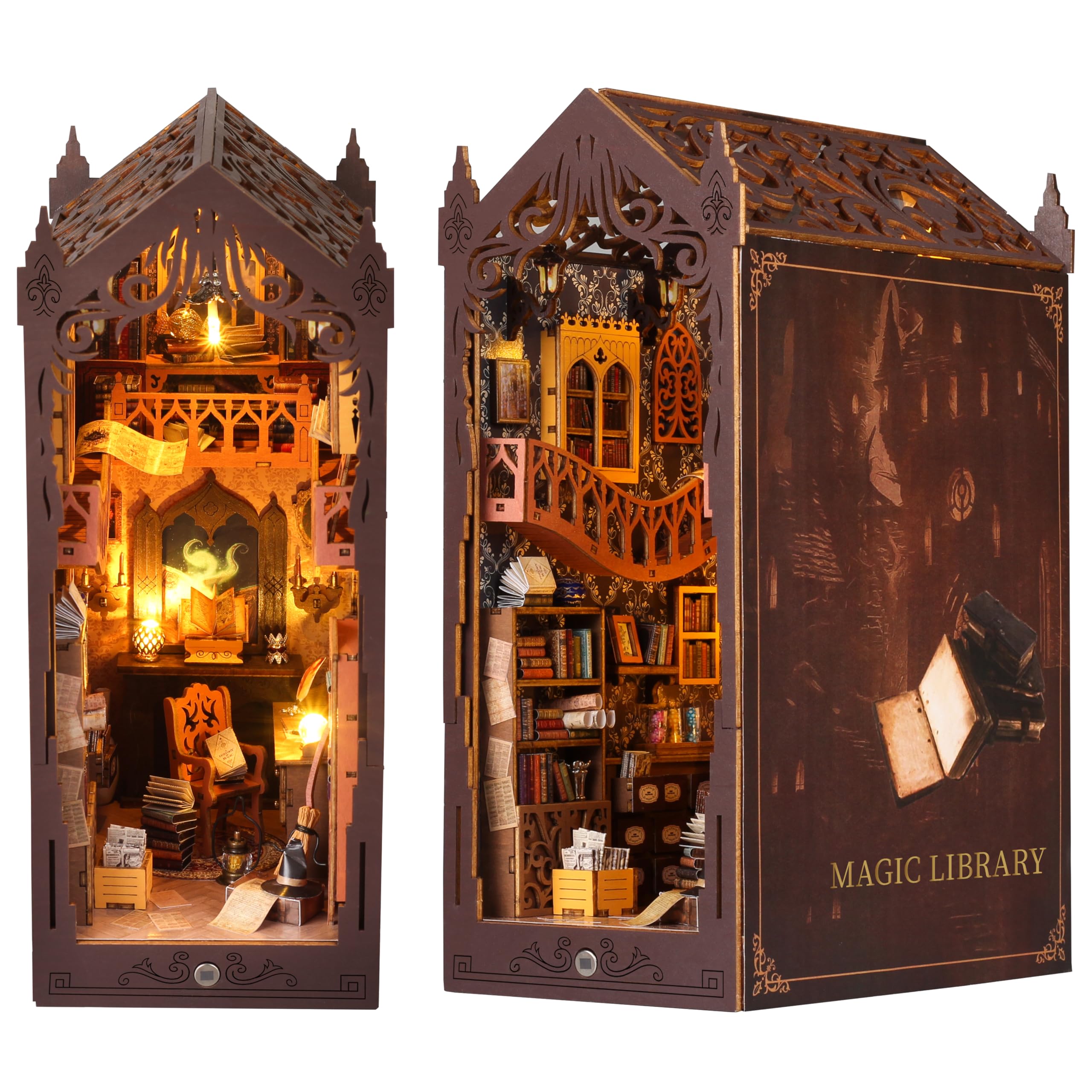 Honghuang DIY Book Nook Werkstatt Garage – Holz Miniatur Modell Mit LED, 374 Teile, Booknook