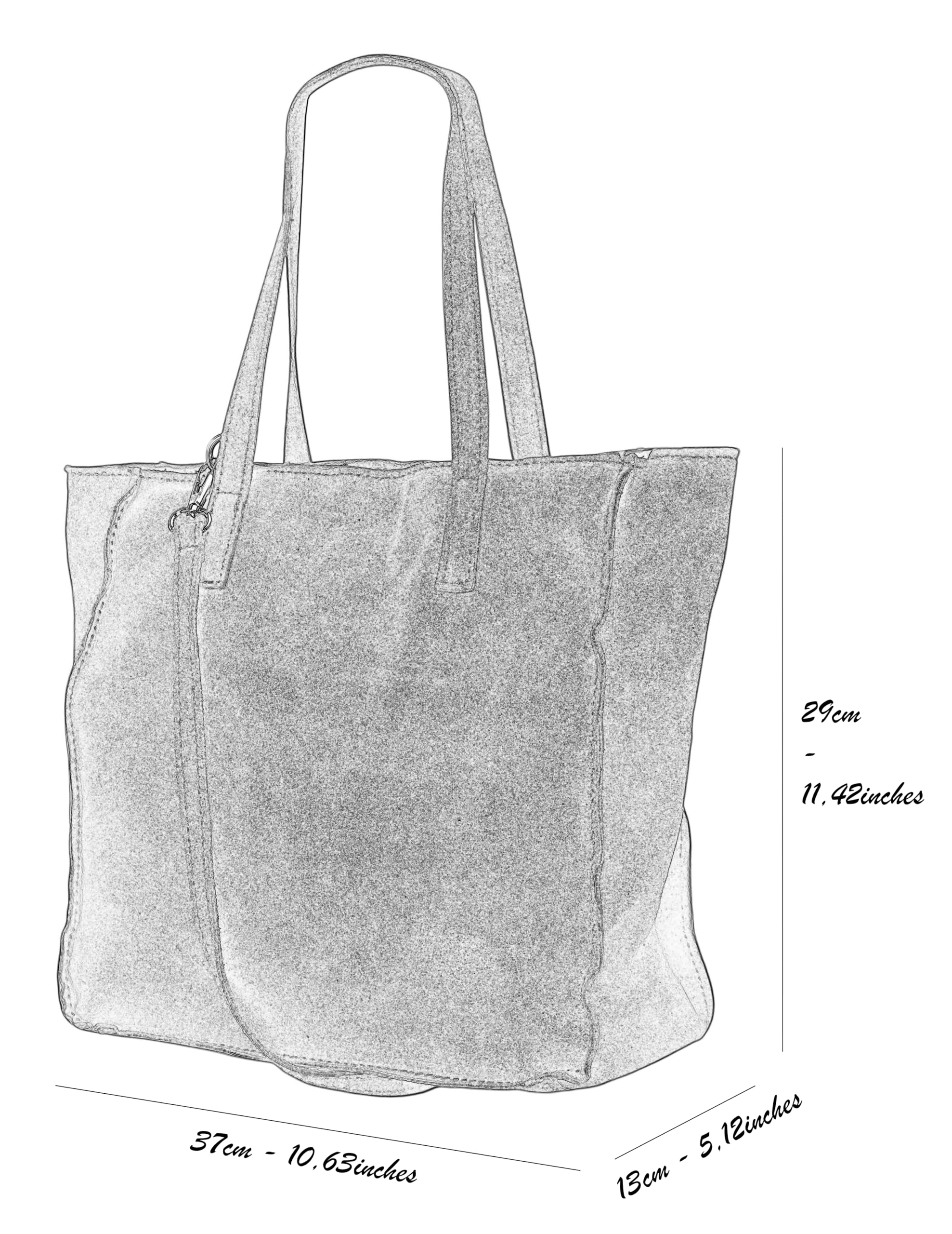 Cristina G566 - Bolso bandolera para mujer, de ante auténtico, con cremallera, compartimento interior, 37 x 13 x 29 cm