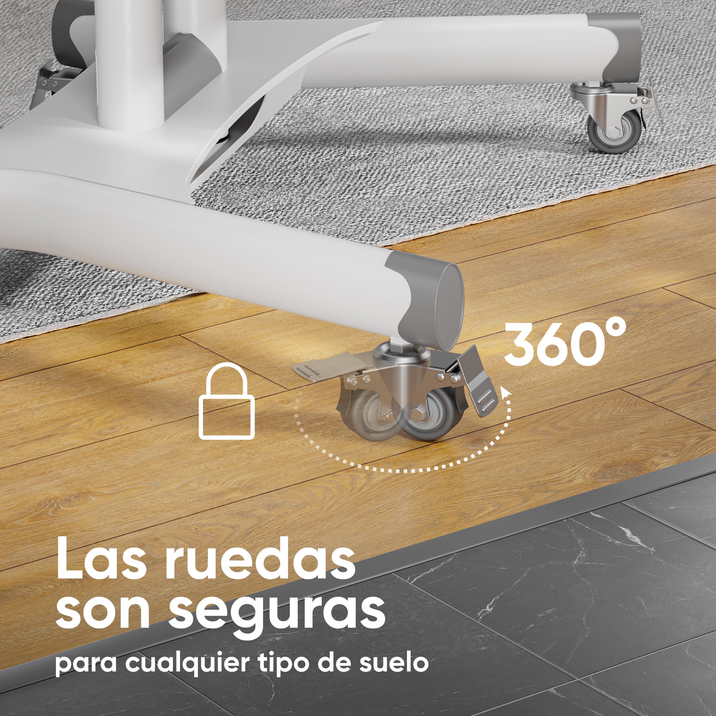 ONKRON Soporte TV Ruedas 40-70 Pulgadas, Carga Total 60.5 kg, VESA 100x100-600x400 mm, Soporte TV Pie Altura Ajustable con 2 Estantes, Pie Television Móvil con Ruedas Bloqueables, Blanco TS1552-W