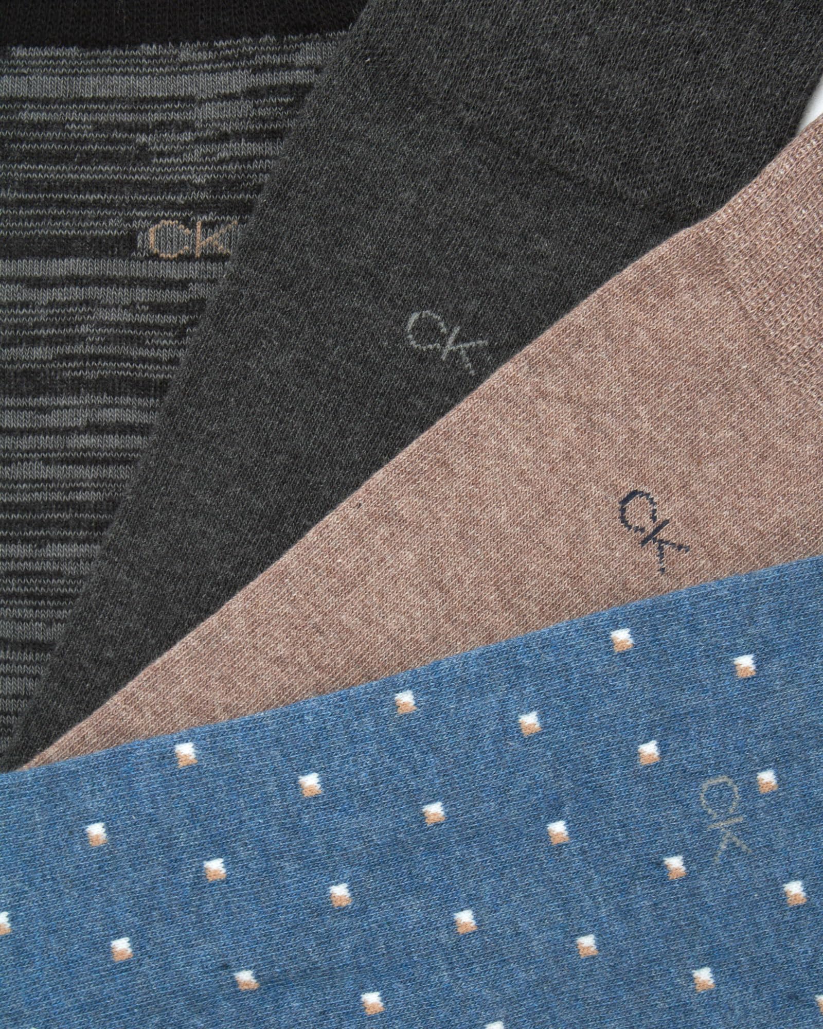 Calvin Klein Calcetines de vestir para hombre, calcetines ligeros de mezcla de algodón (paquete de 8), Azul/marrón multicolor, 7-12