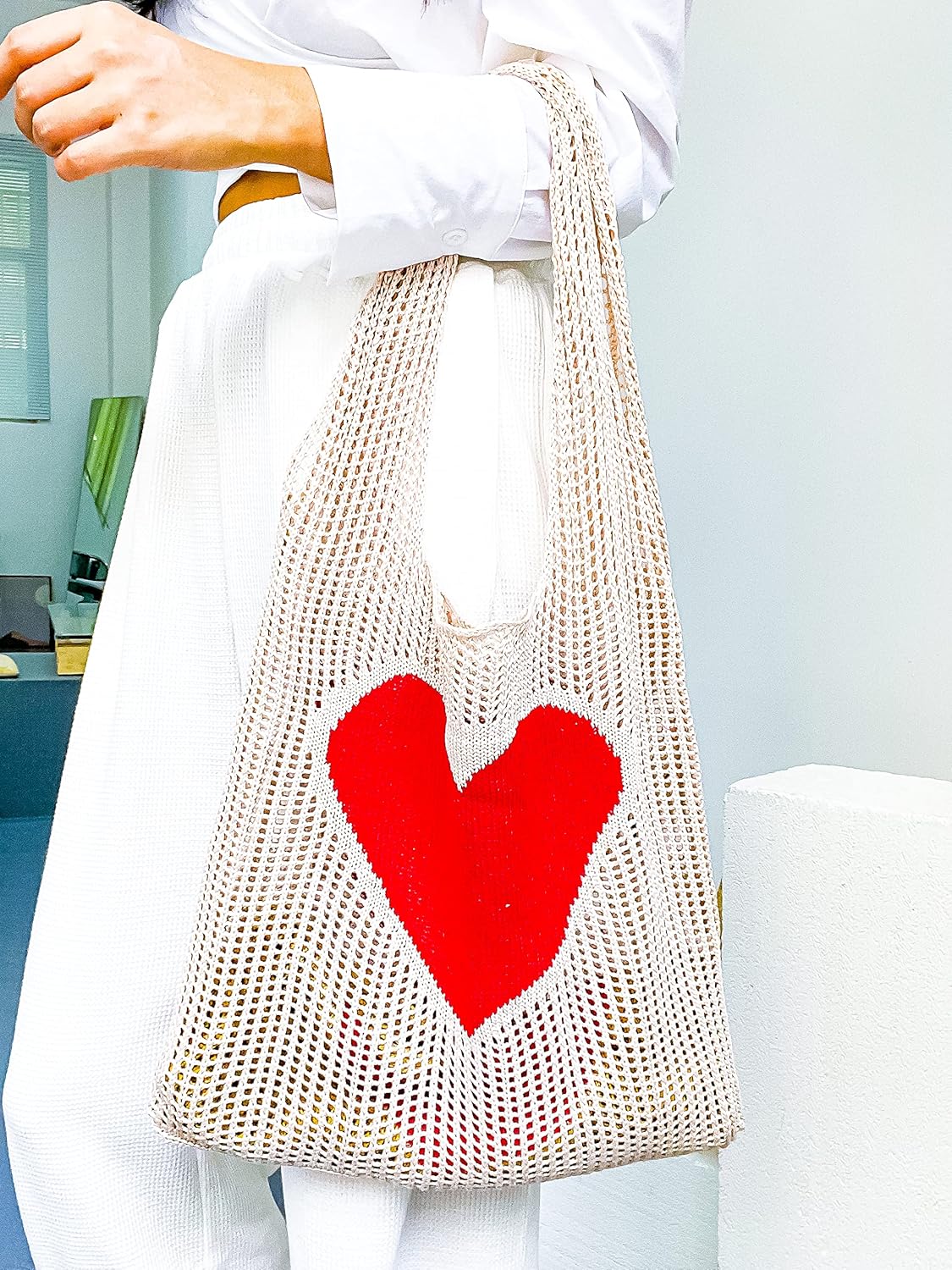 ENBEI Beach Bag Crochet Tote bag for Women,Aesthetic Boho Large Bag,Foldable&Lightweight,Shopping,Beach,Travel,Daily Use - Image 6