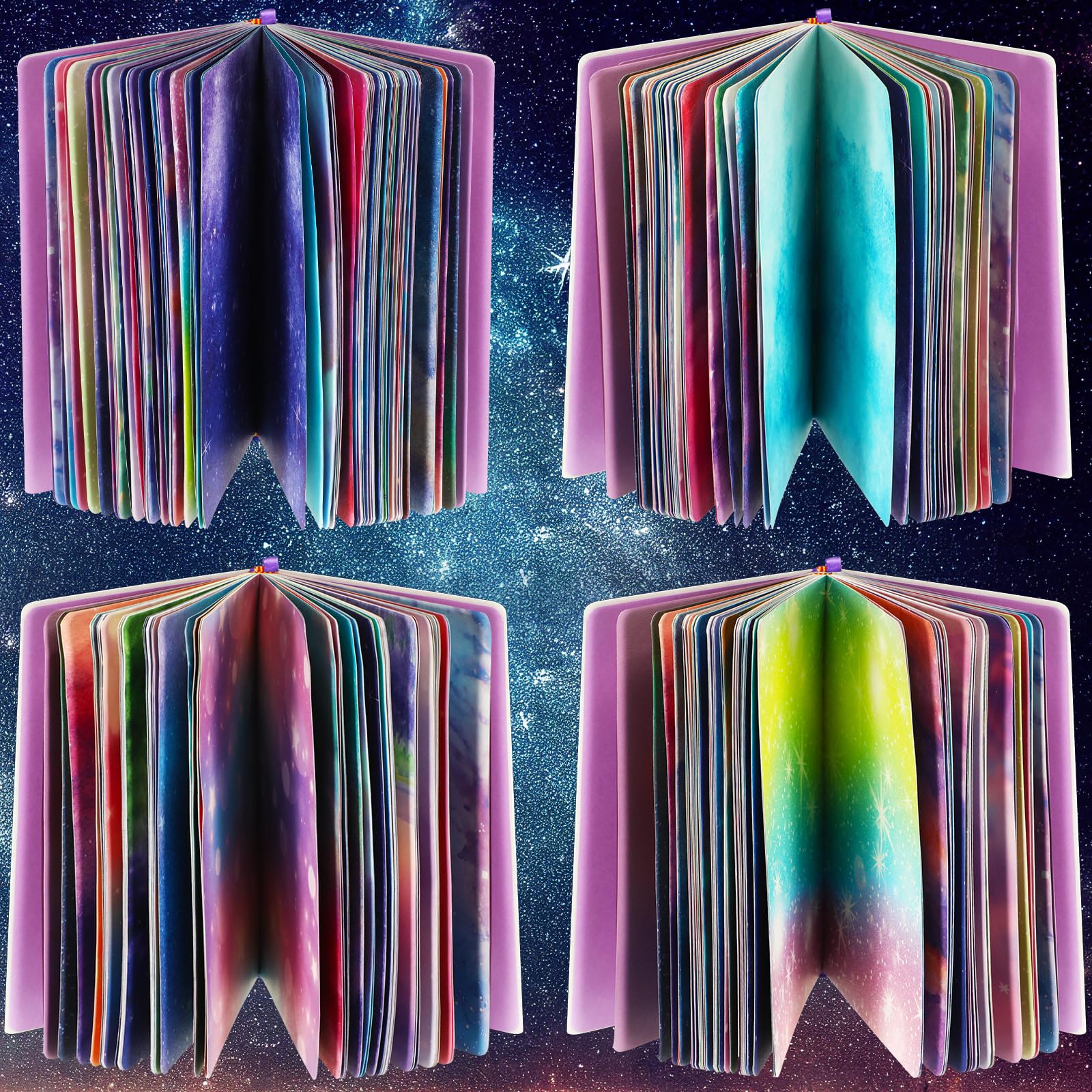 Photo 1 of Tatuo 4 Pcs Starry Sky Blank Journal Colorful Unlined Blank Notebooks Thick Pages Boys Girls Sketchbook Hardcover Notepad for Women Men Notes Diary Gratitude Dreams Planning Gifts