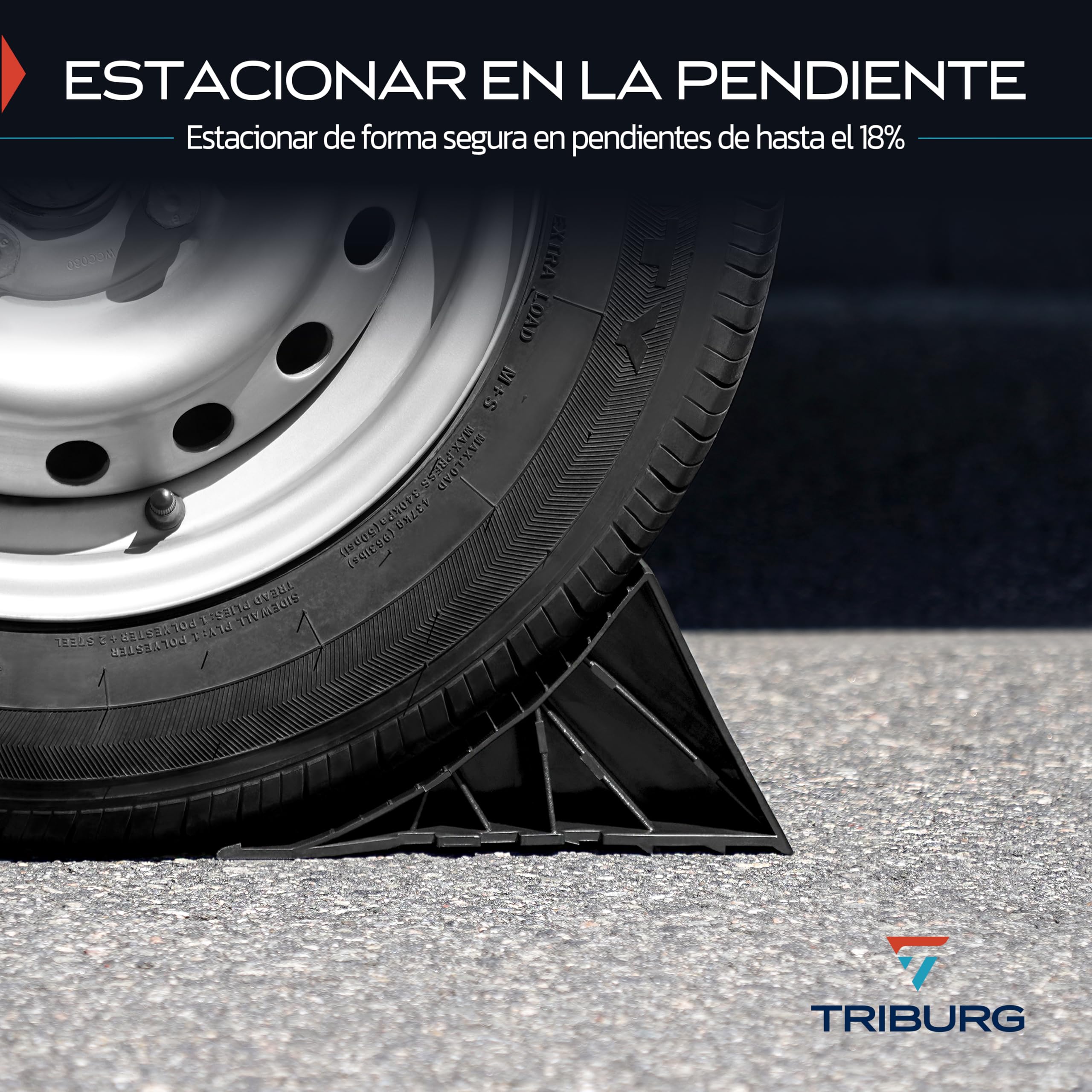 TRIBURG Calzos de Rueda Incl. Soporte [Juego de 2] y Material de Montaje - Calzos para Remolques y Caravanas