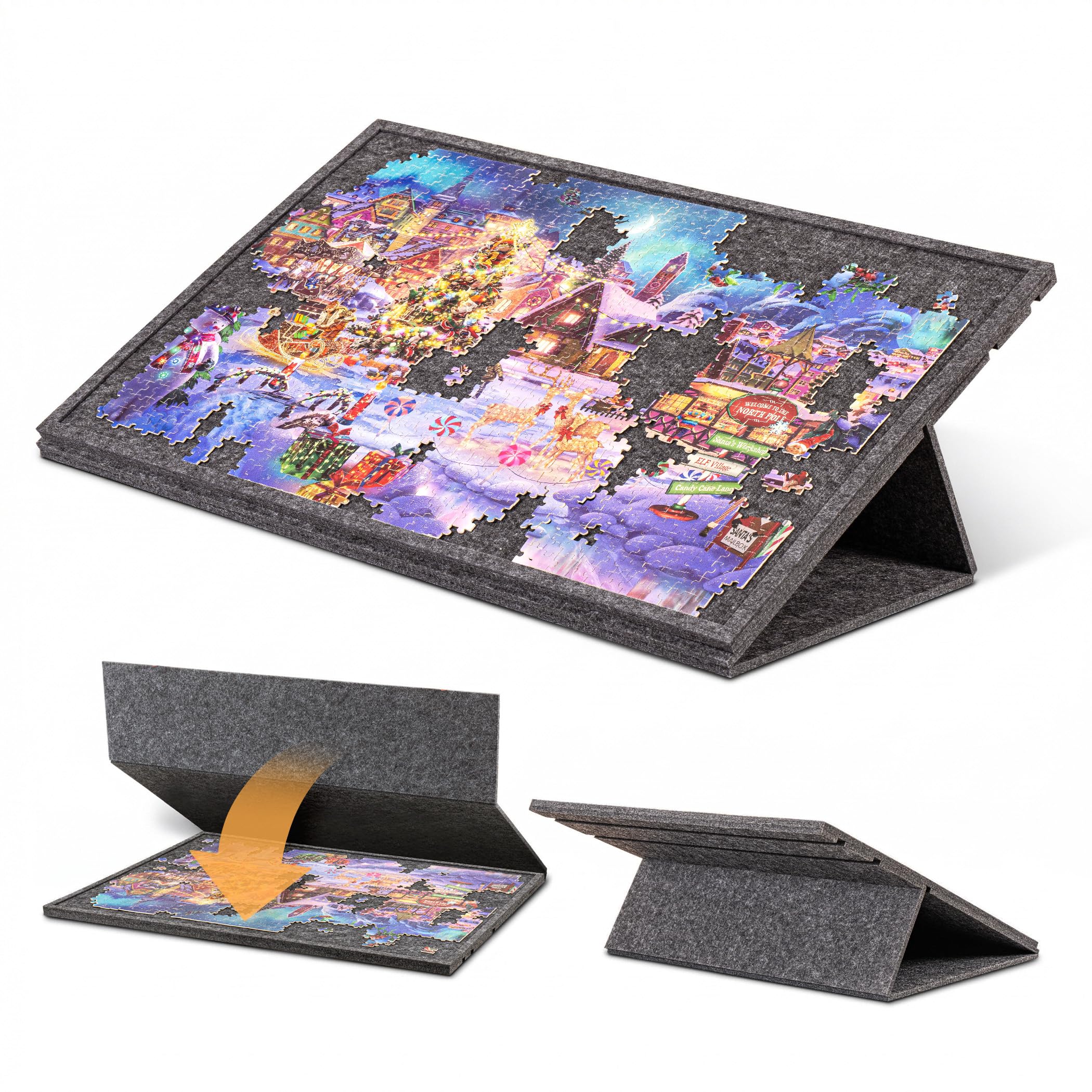 Neigbare Puzzle-Platte für 1000 Teile, mit 2-in-1-Ständer und Abdeckplatte, Puzzle-Tisch mit 3-stufiger Neigungsverstellung, mit 6 farbigen Schubladen (Without Trays)