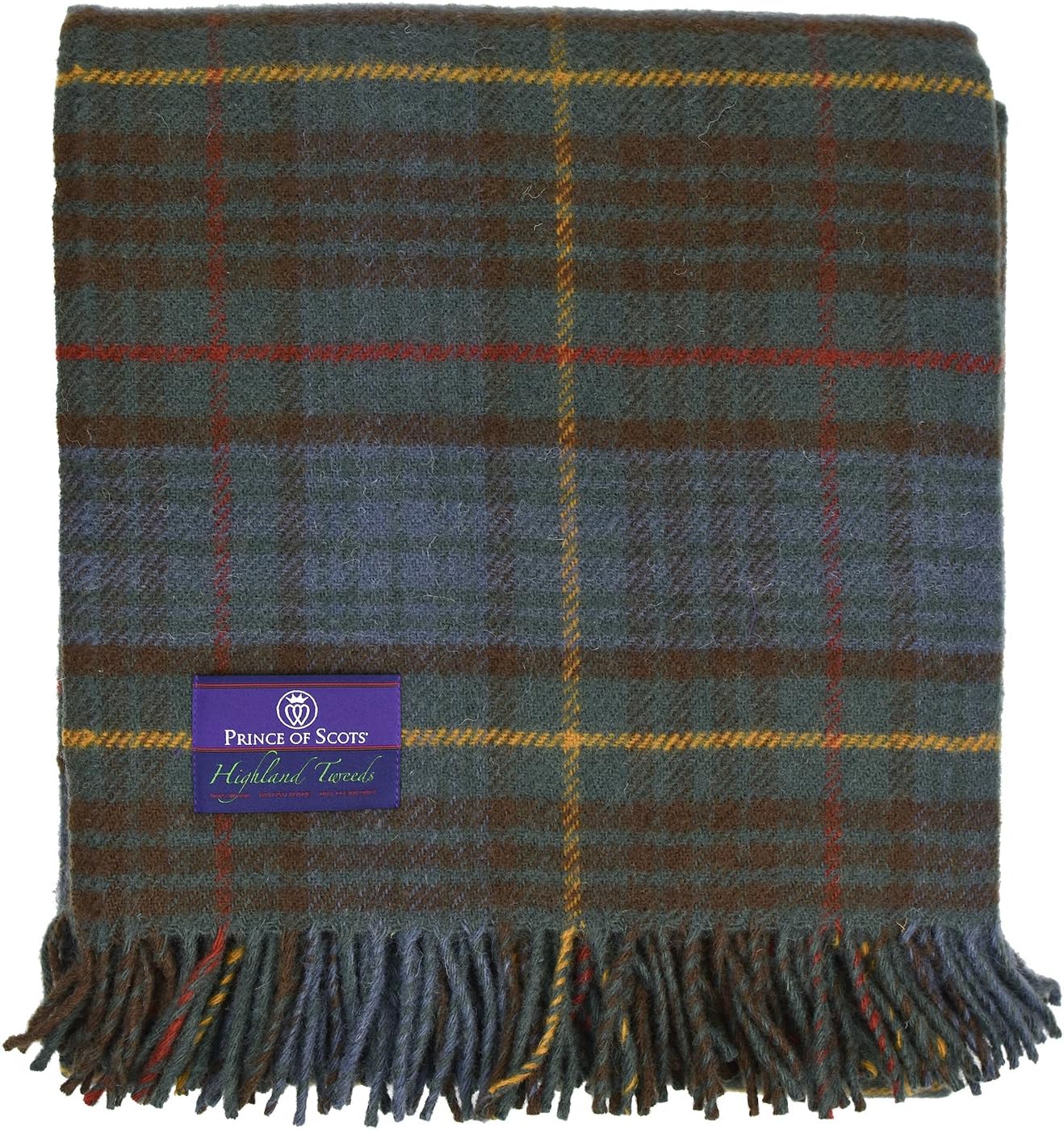 Prince of Scots Highland Tartan Tweed 100% Pure New Wool Fluffy Throw Multi J4050028-019