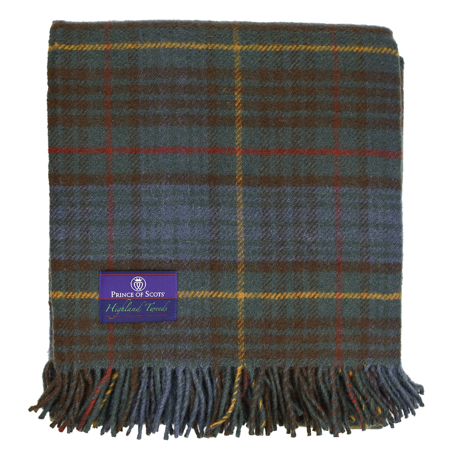 Prince of Scots Highland Tartan Tweed 100% Pure New Wool Fluffy Throw Multi J4050028-019