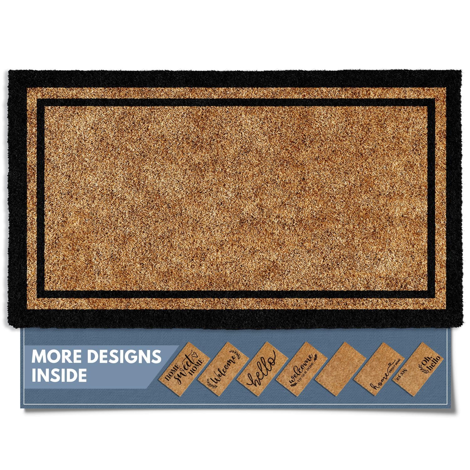 barnyard designs doormat welcome mat for outdoors, large front door entrance mat, brown (border, 30x17)