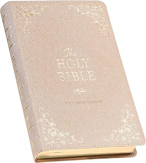 KJV Holy Bible, Standard Size Faux Leather Red Letter Edition Thumb Index, Ribbon Marker, King James Version, Pearlescent Taupe Imitation Leather – 1 July 2023