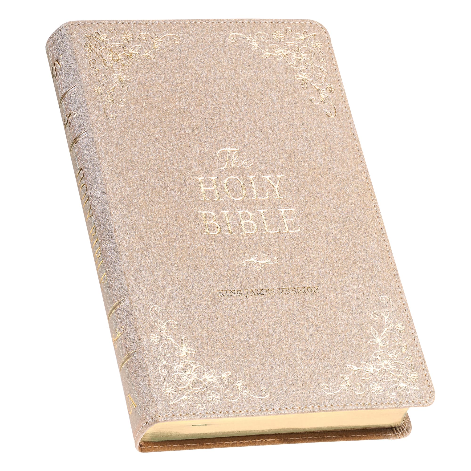 KJV Holy Bible, Standard Size Faux Leather Red Letter Edition Thumb Index, Ribbon Marker, King James Version, Pearlescent Taupe