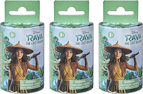 Disney Princess Raya y el último dragón sorpresa caja ciega paquete de 3, 3 muñecas y 6 accesorios, juguete para niños de 3 años en adelante