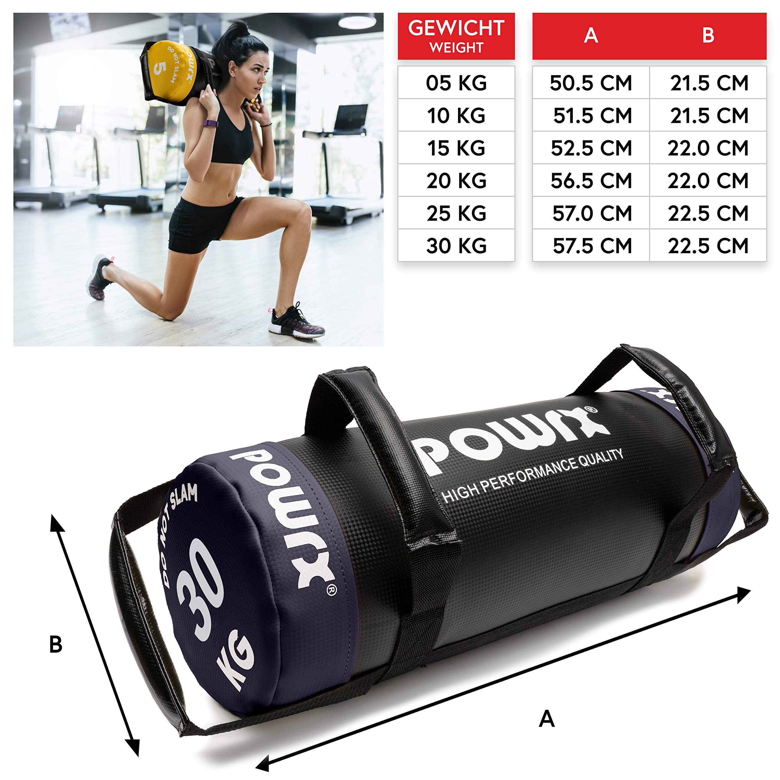 POWRX Power Bag I 5-30 kg I Kunstleder Fitness Bag für Functional Fitness (30 kg Schwarz/Dunkellila)