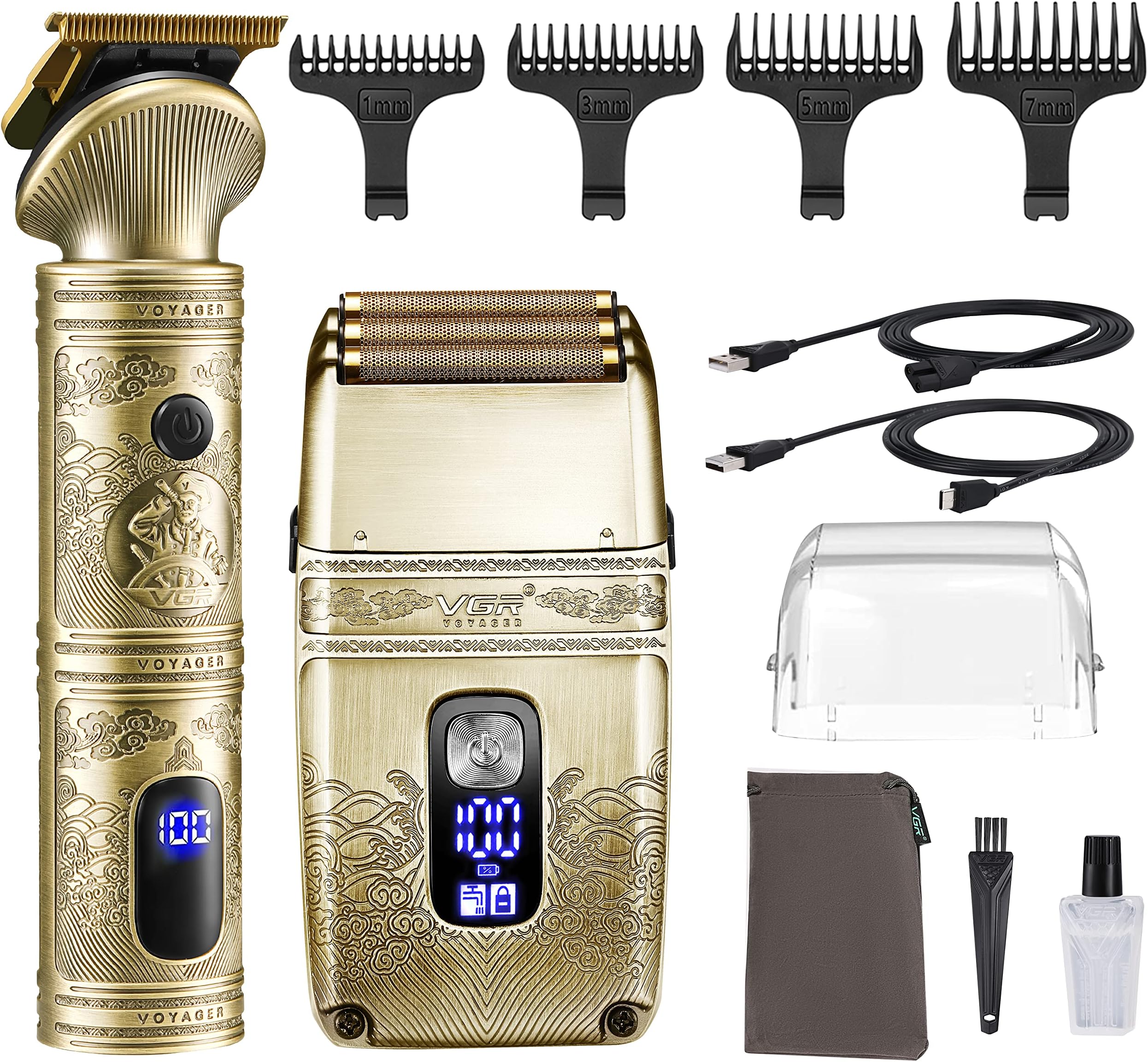 VGR Gifts for him Hair Trimmer & Electric Razor for Men, Foil Shaver, Beard Trimmer, T Liners Barber Kit, Menโs Grooming Kit with Triple Blades Cordless