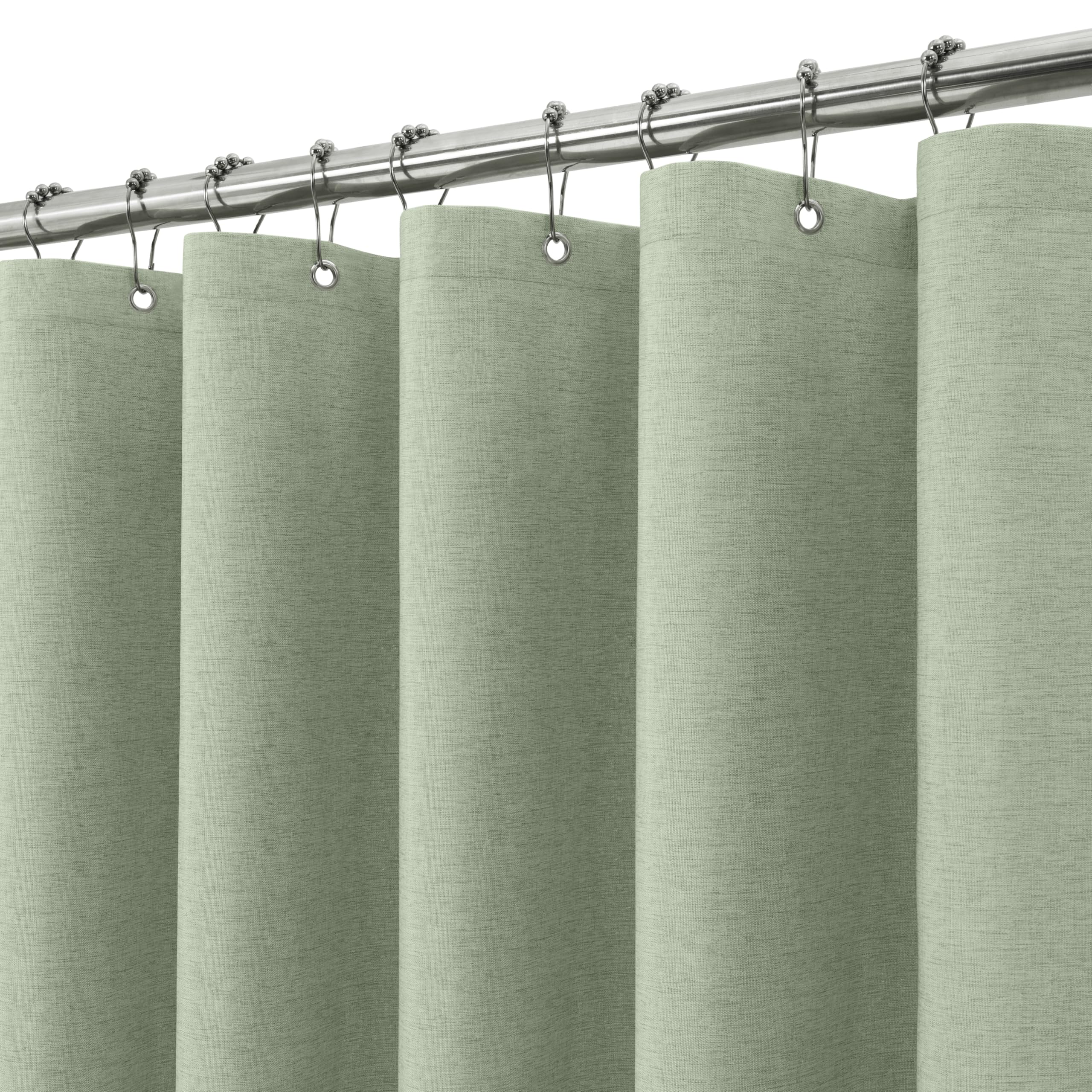 VANZAVANZU Duschvorhang mit Metall Duschvorhangringe Stoff Textil Badewannenvorhang Anti Schimmel Bad Vorhang Set Wasserdicht Badewanne Vorhang Schwerer Shower Curtain Badezimmer