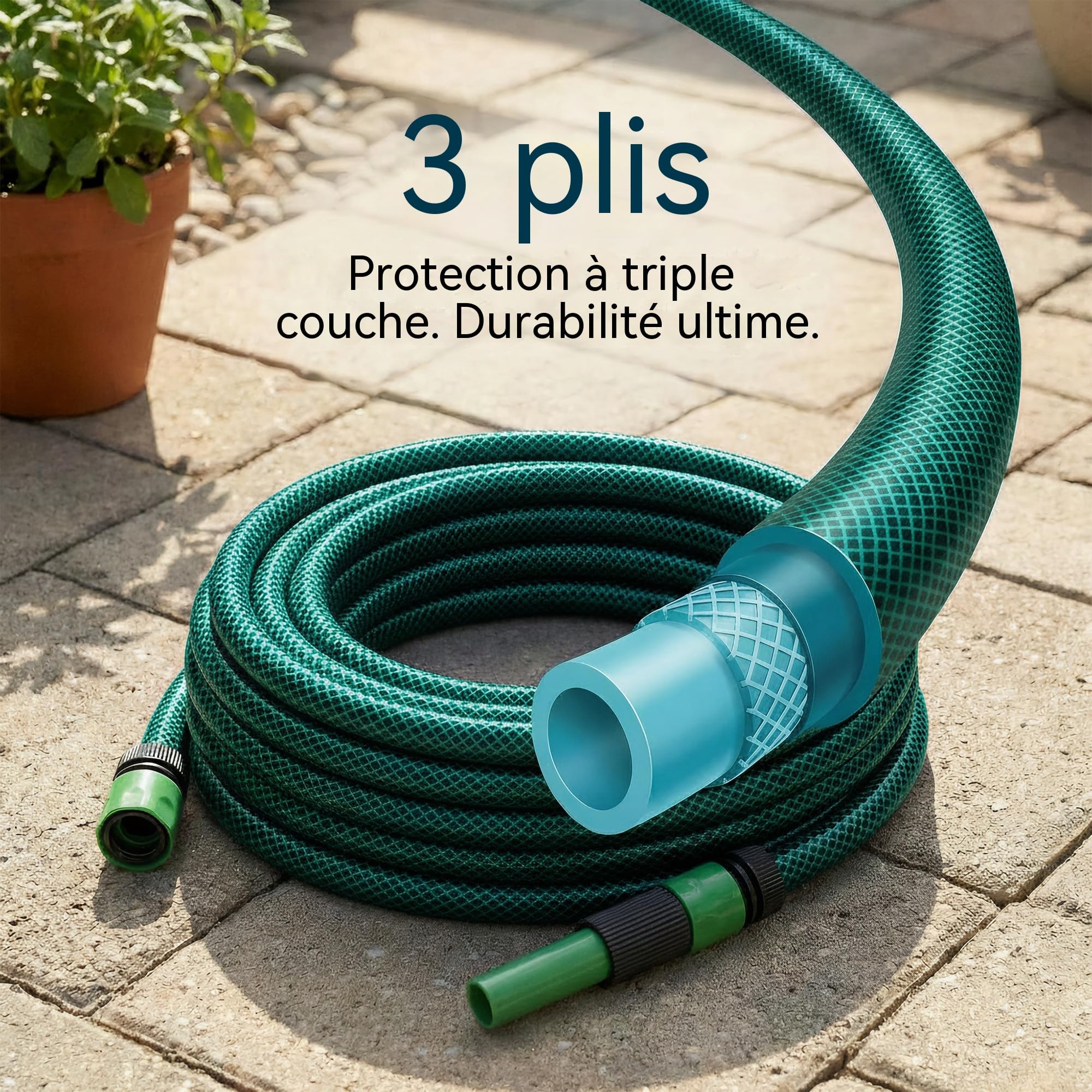 Darnassus Tuyau d'arrosage court en PVC avec connexion rapide en plastique – 30 m, étanche et anti-nœuds, tuyau de raccordement ID de 12 mm pour machine à laver, camping-car, caravane