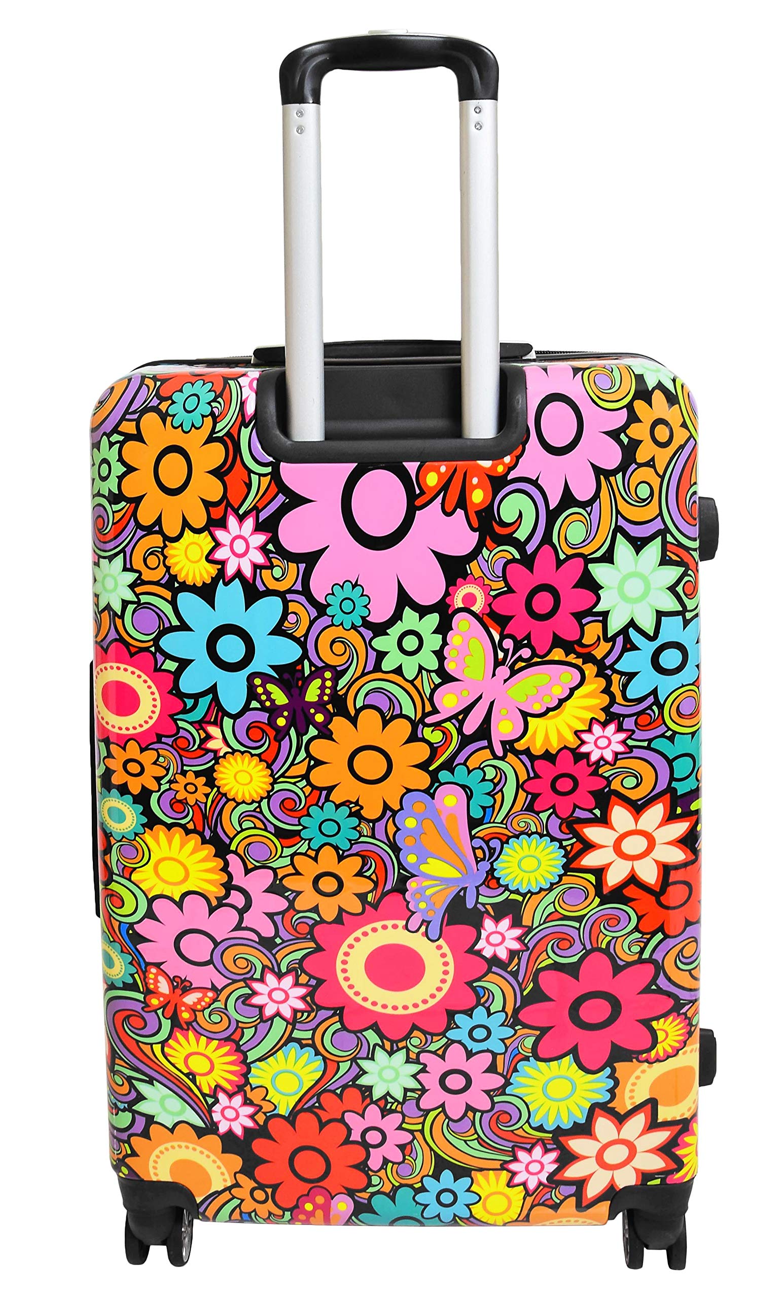 Walizki na 4 kółkach wielokolorowy nadruk kwiatowy PC twarda powłoka bagaż lekkie torby podróżne orchidea, Wielokolorowy, Large | 76x50x30cm/ 4.20KG, 100L/15L, walizka
