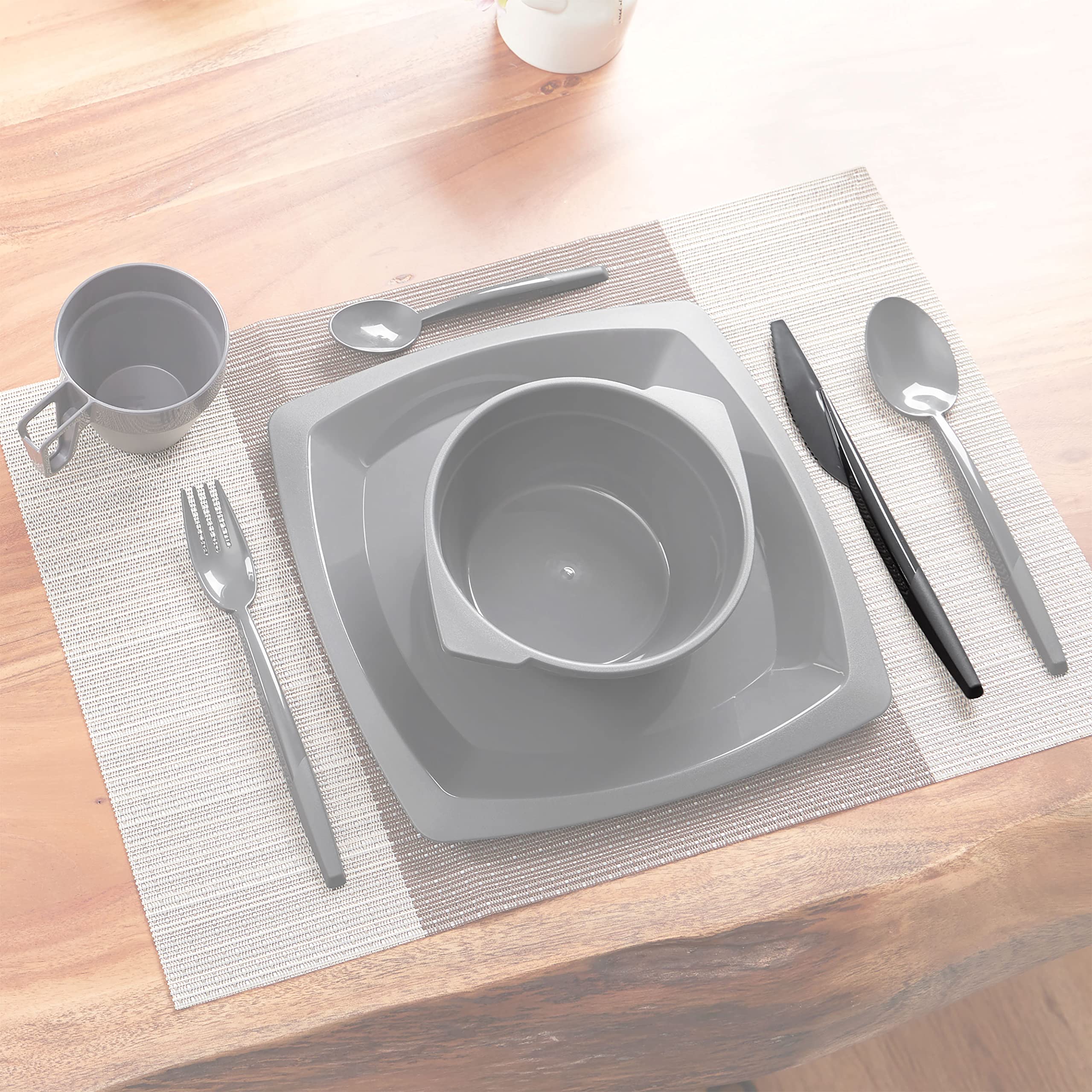 Grizzly Set di posate in plastica I Set di 20 coltelli riutilizzabili I Robusto I Lavabile in lavastoviglie I 100% riciclabile I Posate riutilizzabili color antracite