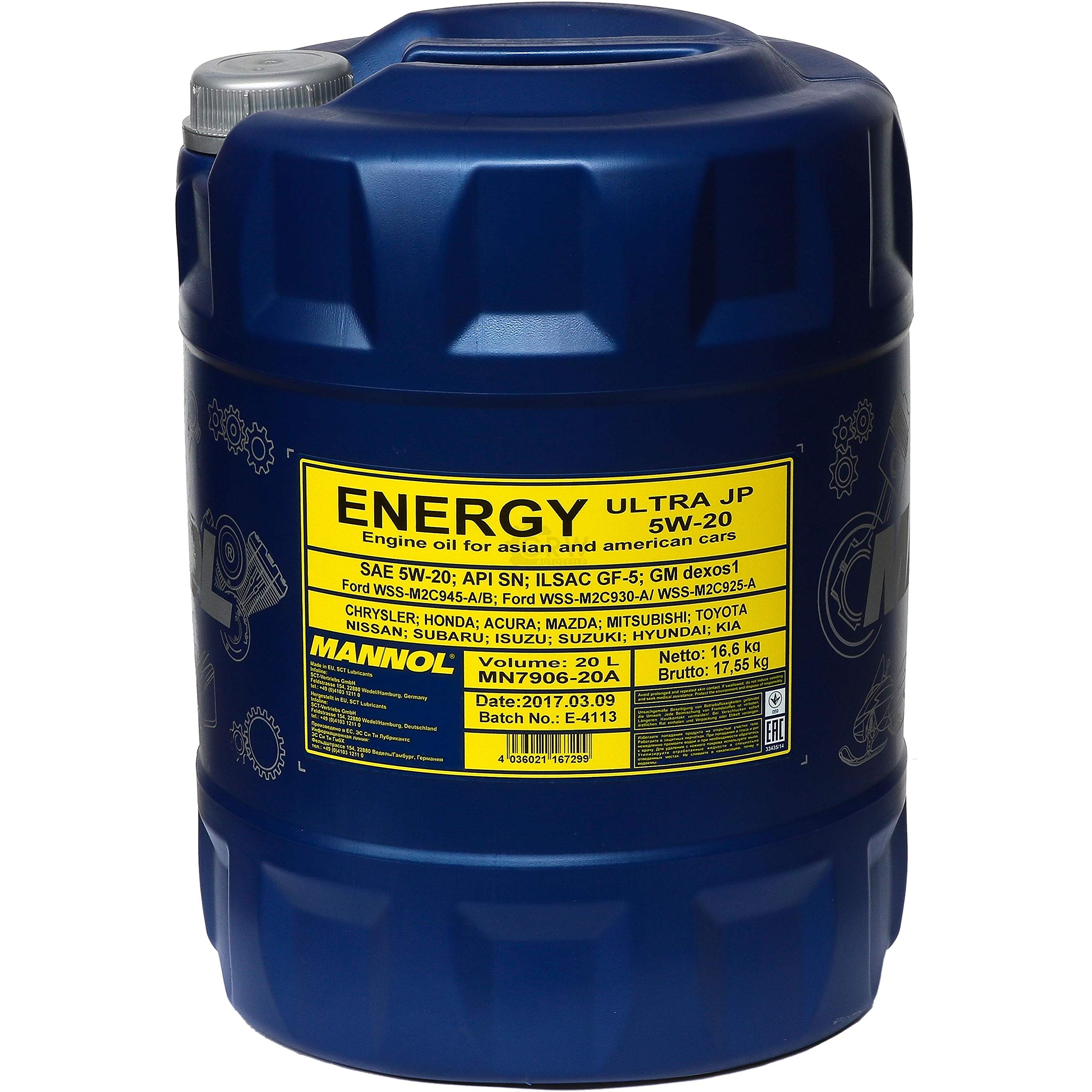 Mannol Energy Ultra JP 5W-20 - Aceite para motor (20 L, 4 unidades, aditivo)