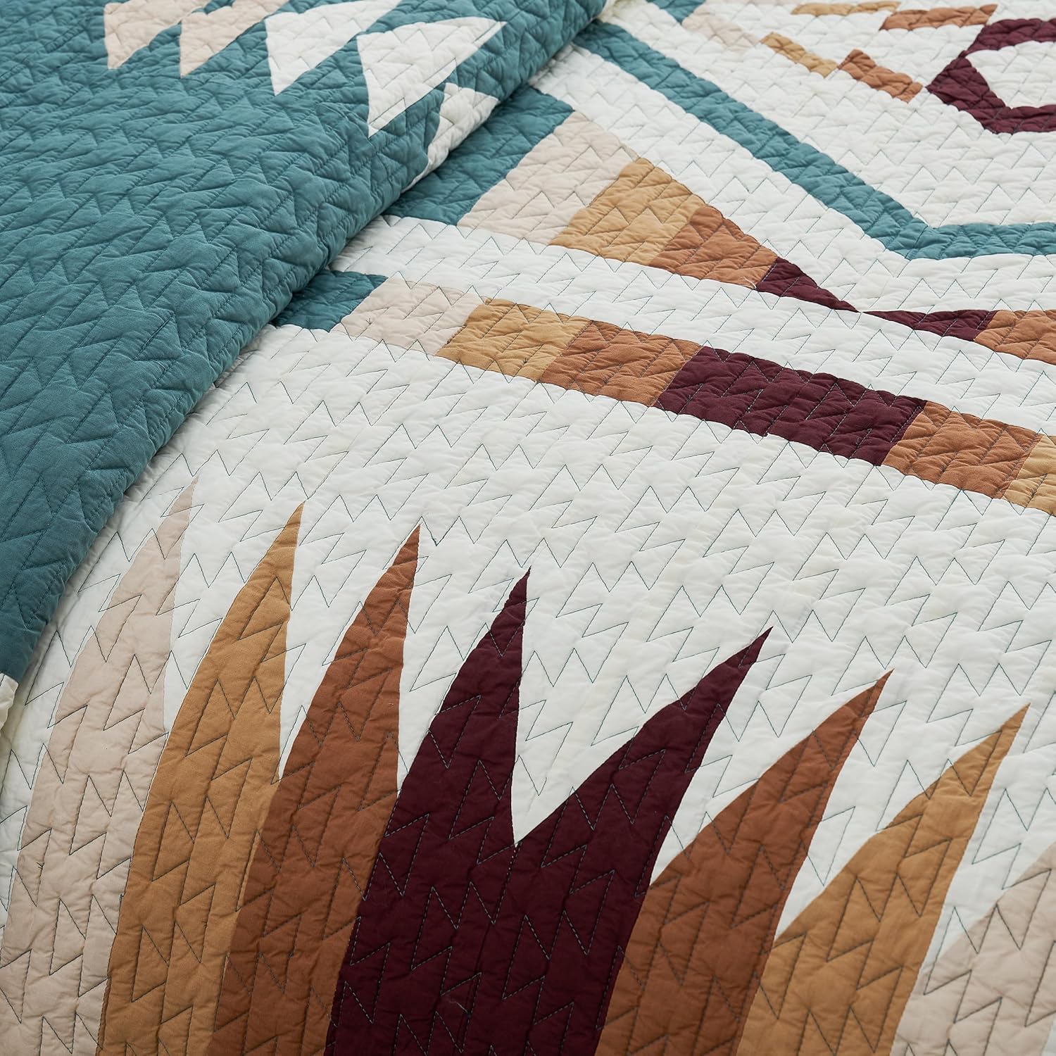 PENDLETON Lace River Twin Comforter Set, Blue Pieced Premium Cotton Quilt with Pillow Sham for Thin Bed Coverlet, Boho Southwestern Bedspread Home Decor, Machine Washable, Twin, Blue Graphite