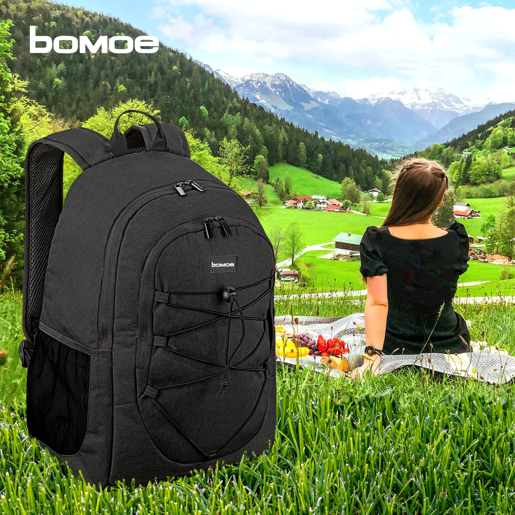 bomoe Kühlrucksack 25l/35l - Outdoor Rucksack mit 16h Kühlfunktion - Strandrucksack mit vielen Taschen zum verstauen - Kühltasche Rucksack isoliert - Kühltaschenrucksack in Anthrazit oder Grau