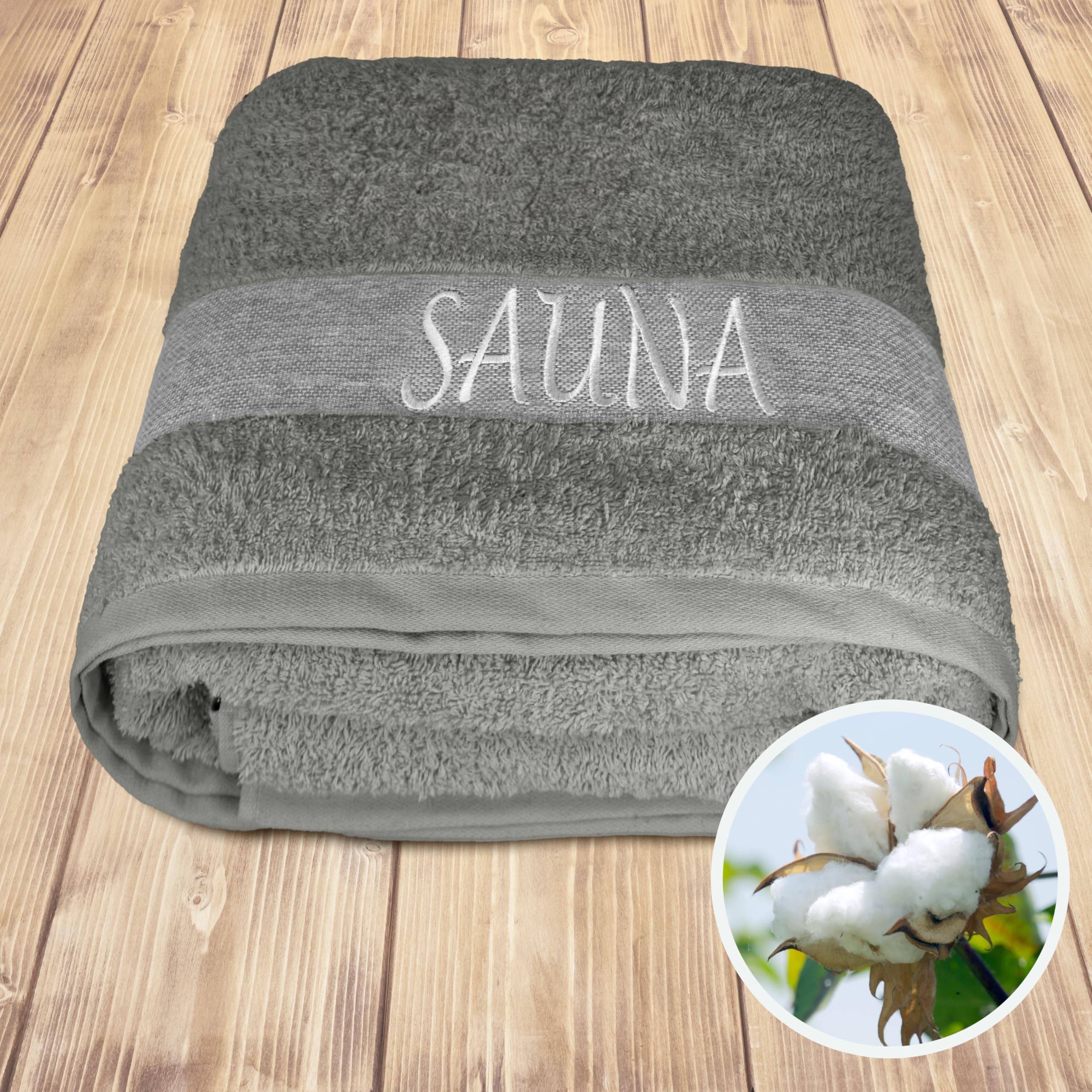 Lashuma Saunahandtuch 100x200 cm, Frottee XXL Badetuch in Dunkel Grau | 500 gsm Frottee aus 100% Baumwolle, als Saunatuch, Badehandtuch, Duschtuch und Liegetuch für Sauna und Bad