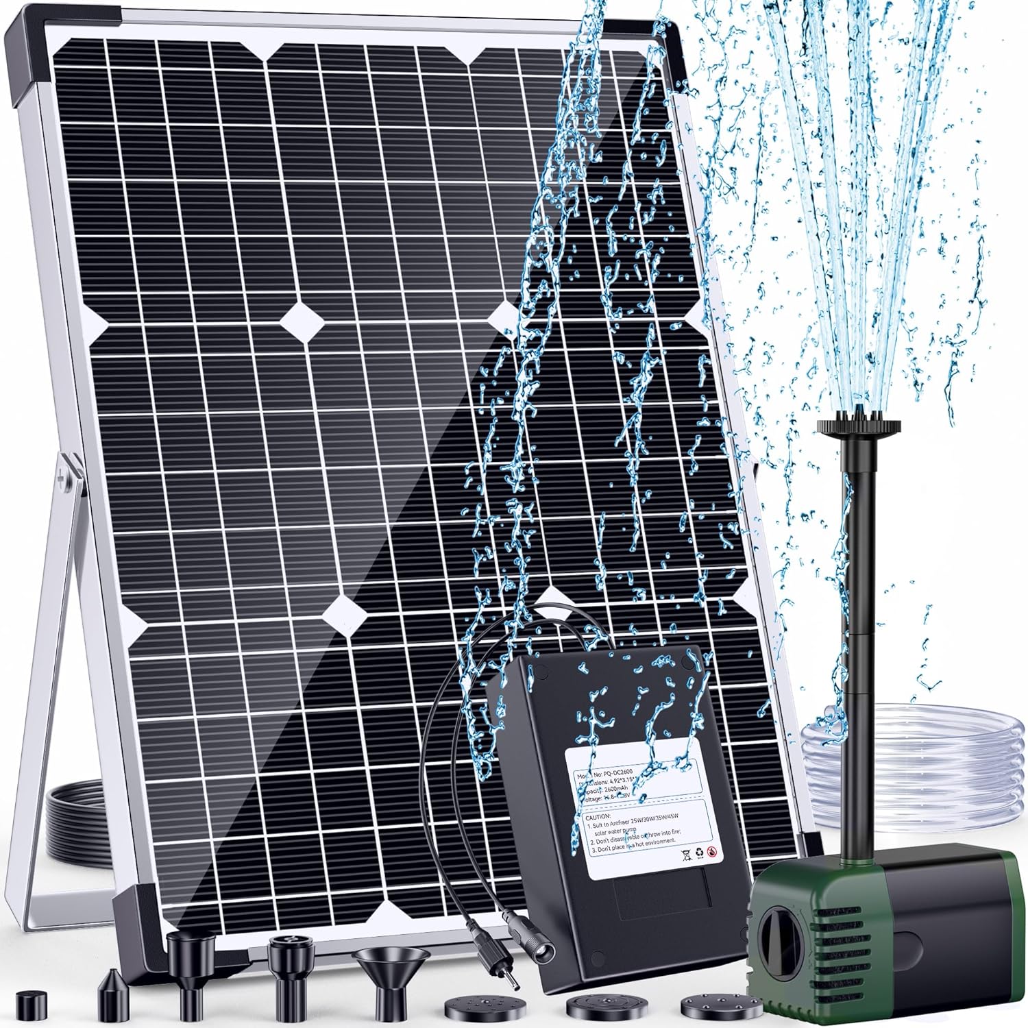 POPOSOAP Solar Water Fountain Pump with Battery Backup