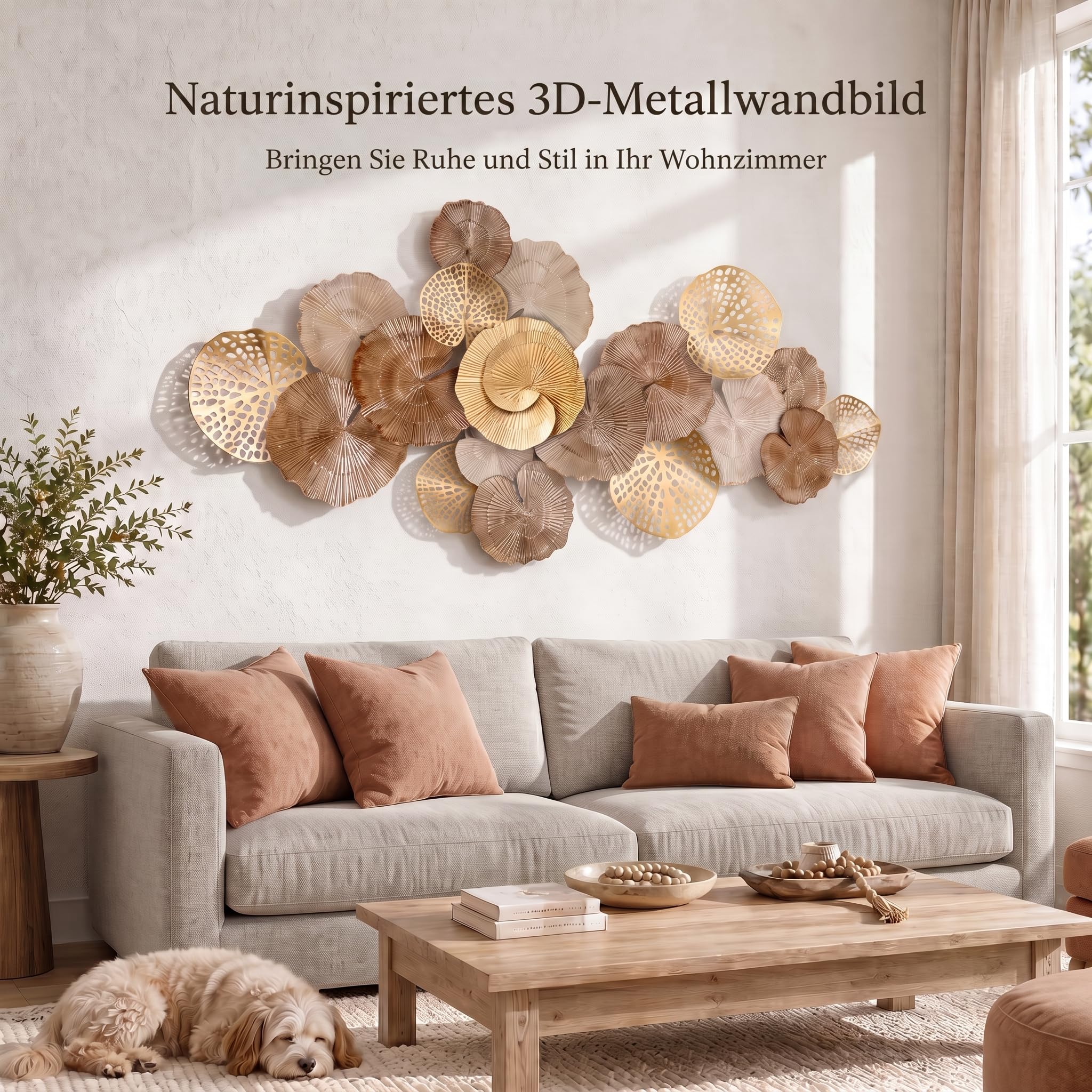 Blissio 3D Groß Wanddeko Wohnzimmer – Flexibel Aufhängbar