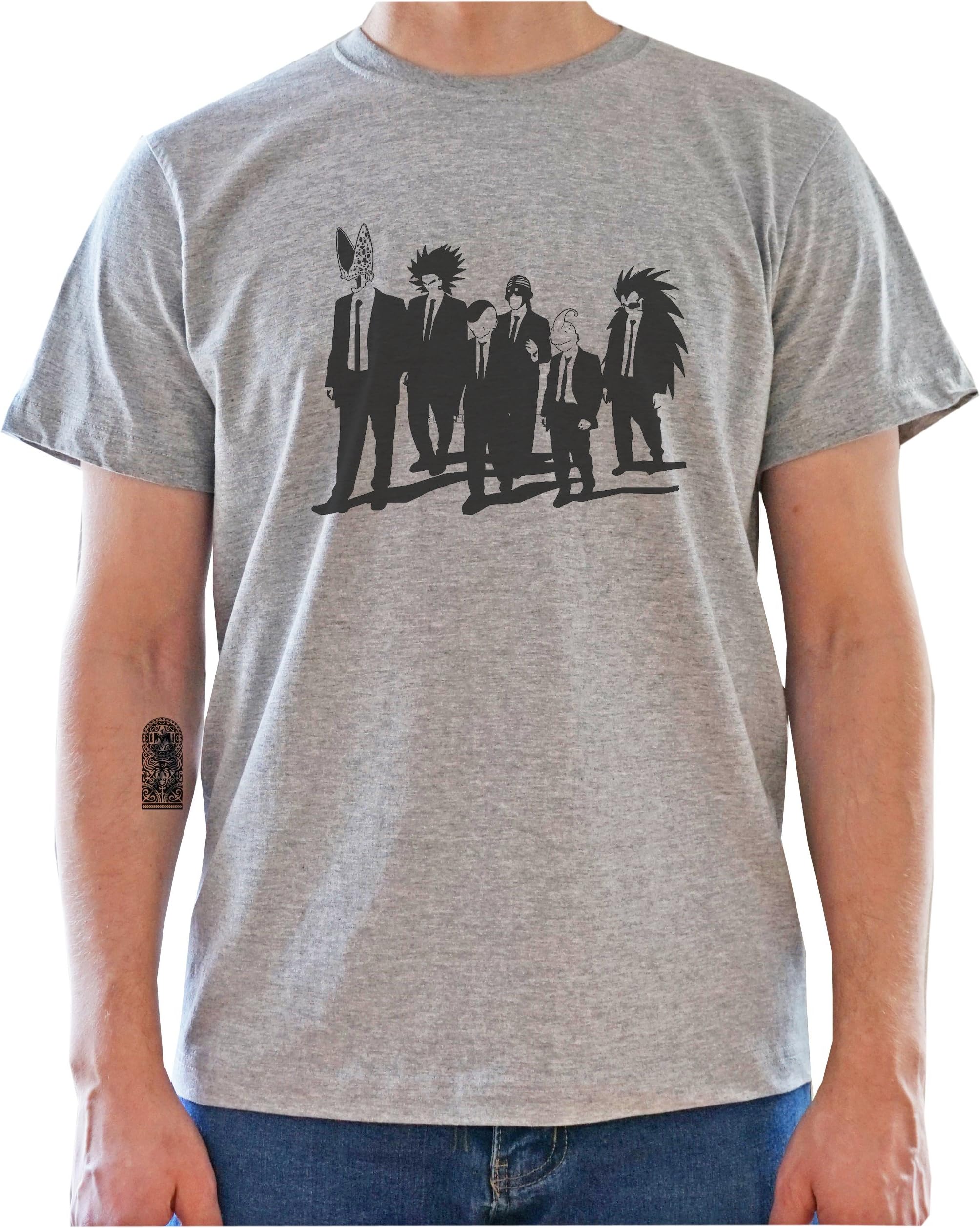 Tribute to Reservoir Dogs as Dragon Ball Z Funny Graphic Mens T-Shirt Large Grey