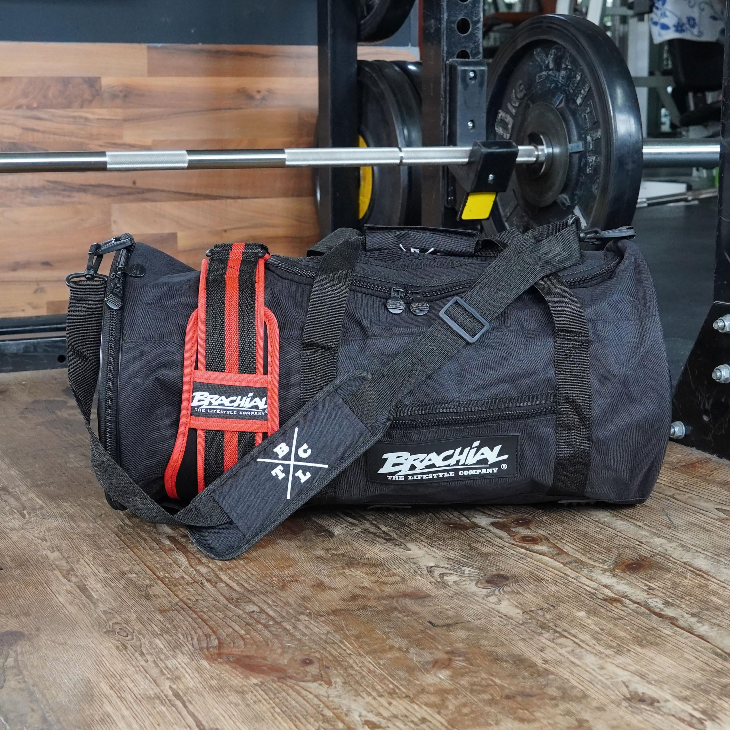 Brachial Premium Herren Sporttasche Travel Schwarz Wasserabweisend mit Schuhfach - Reisetasche Dufflebag Fitnessstudio