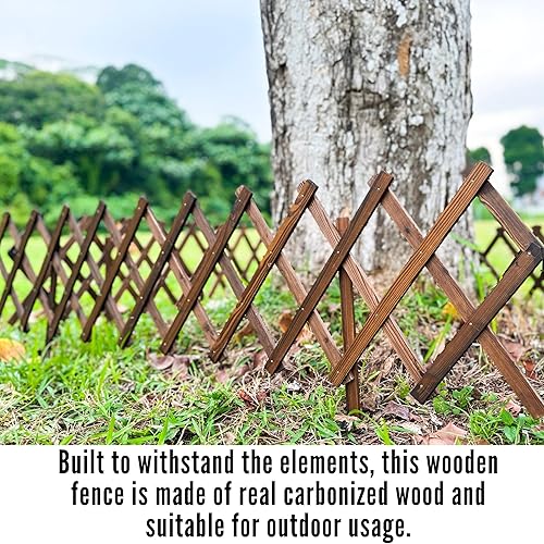 Miniatura 8 de ShopLaLa Valla de jardín  Paquete de 4, total de 24 pies de largo, bordes de flores de celosía de madera para patio, césped, paisaje, patio,