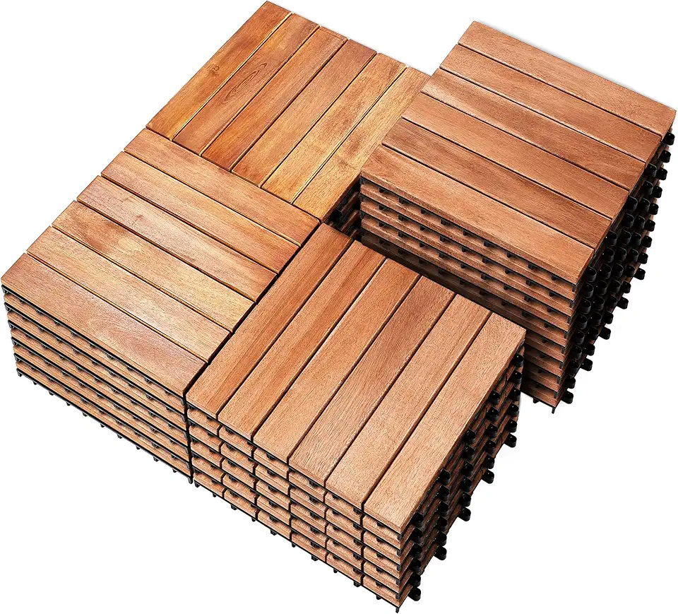 PrimeZone Solid Acacia Deck Tiles – 27 pcs (12x12)