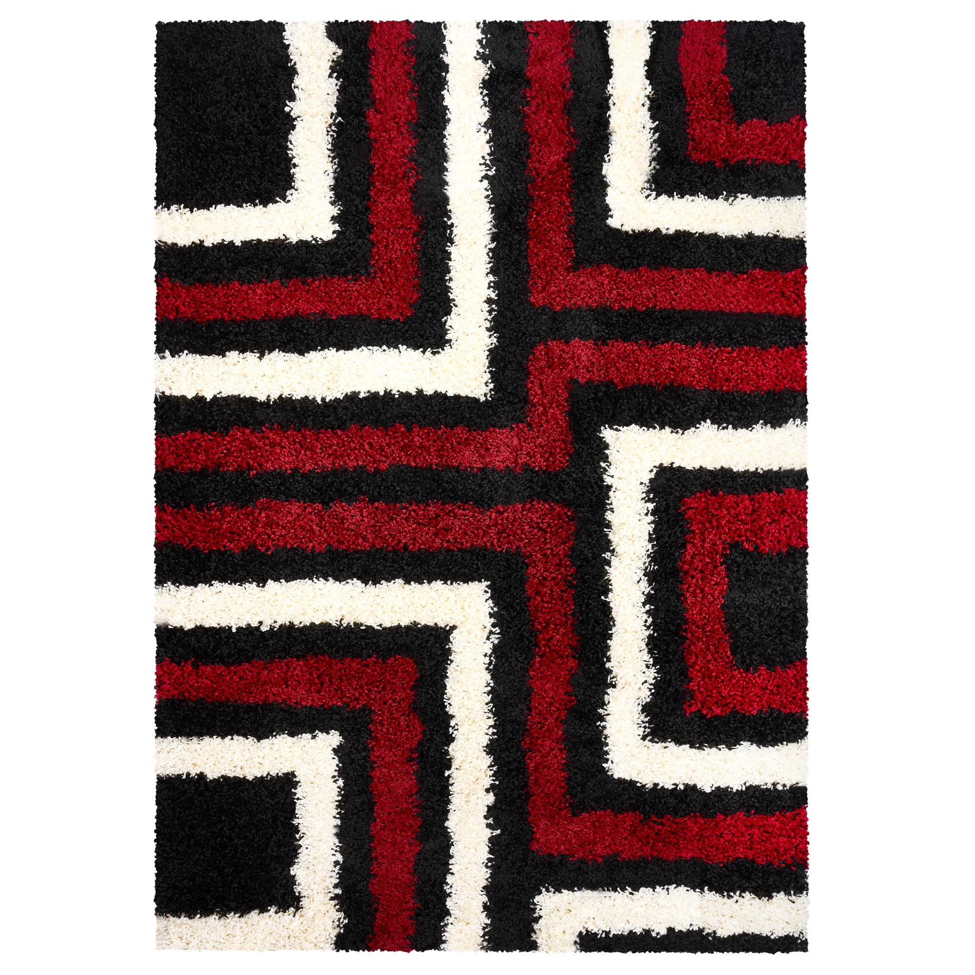 Bravich Tides Shaggy Rug Red 80 x 150 cm (2ft7 x 4ft11), Non Slip Deep Pile