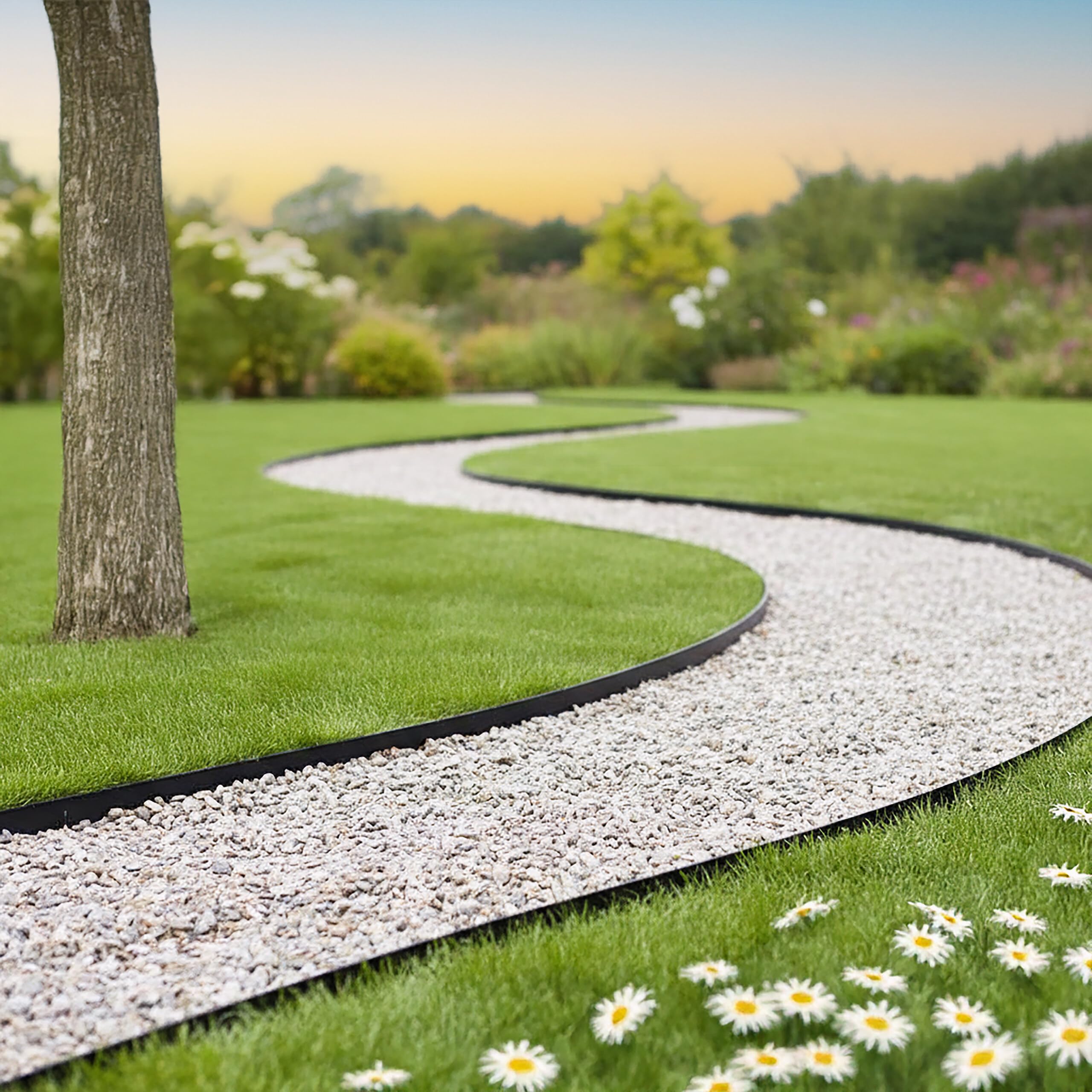 Relaxdays bordura prato, 30 m x 5 cm, plastica, flessibile, 90 picchetti, nero