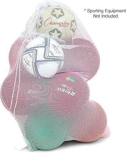 Miniatura 9 de Champion Sports Bolsa de malla para equipos bolsa de nailon resistente con cordón con cerradura y etiqueta de identificación, bolsa de