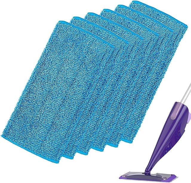 6 Pack Washable Microfiber Absorbing Pads Compatible with Flash Powermop, Reusable Pads for Wet and Dry Sweeping Floor Cleaning Pads