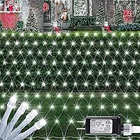 Vista 13 de HEYFUNi 192 luces LED de malla para exteriores, 8 modos de luz de red para arbustos enchufables, tira de luces de red de Navidad impermeable