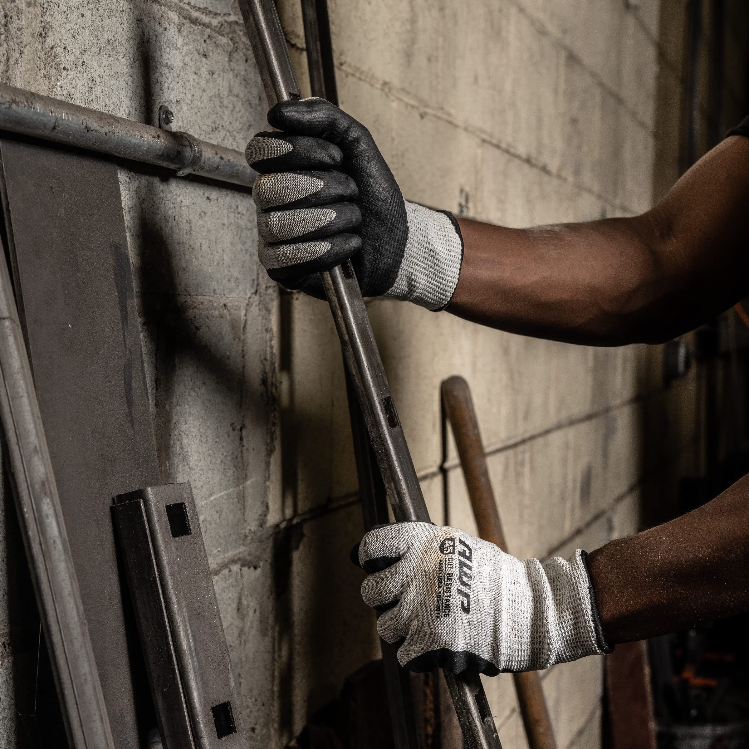 AWP Guantes de trabajo resistentes al corte, guantes de trabajo ANSI A5 de nivel de corte, blanco, para hombre, grande, 1 par, 49242-26