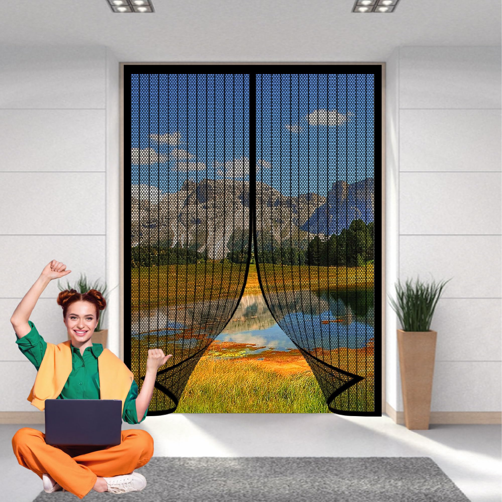 Moustiquaire porte sans percer fermeture magnétique automatique 117x239