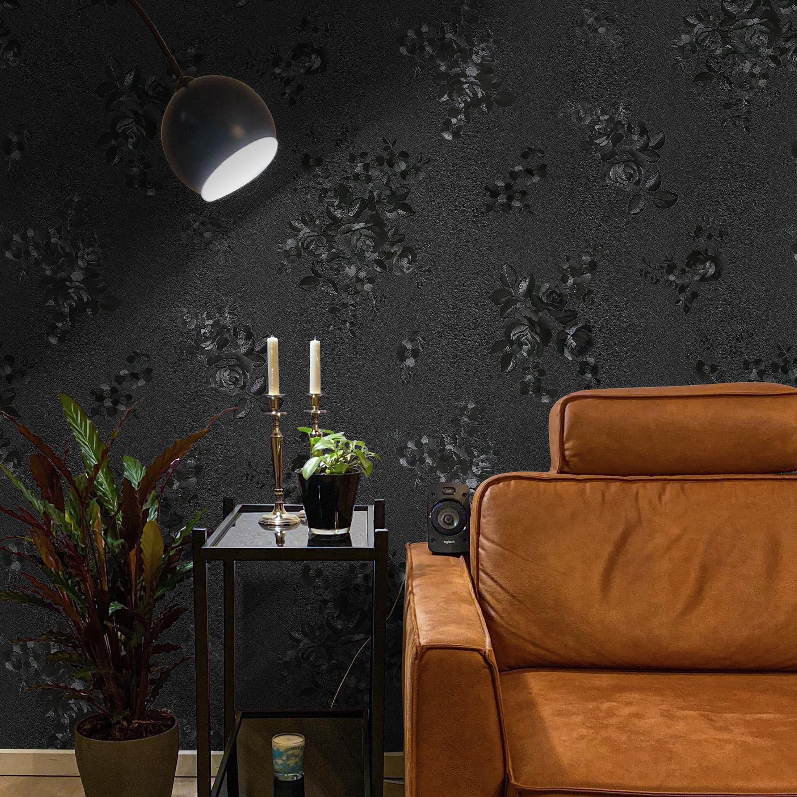 Lativo Papier Peint Autocollant Noir En Soie Gaufrée Pour Armoires