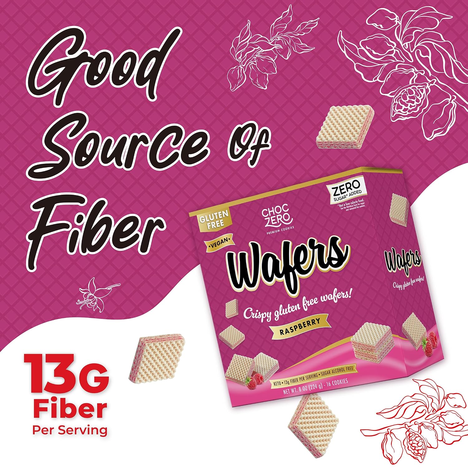ChocZero Sugar Free Raspberry Wafer Cookies, Gluten Free, Vegan image 4