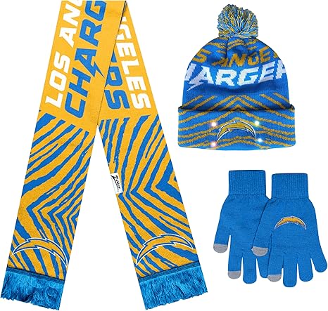 FOCO X Zubaz NFL Collab 3 Pack Glove Scarf & Hat Outdoor Winter Set