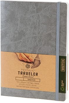 Pentalic 6 "x 8" Pocket Sketchbook Traveller Journal، 160 Pages، Metallic Silver