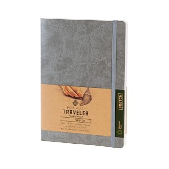 Pentalic 6 x 8 Pocket Sketchbook Traveler Journal, 160 Pages, Metallic Silver