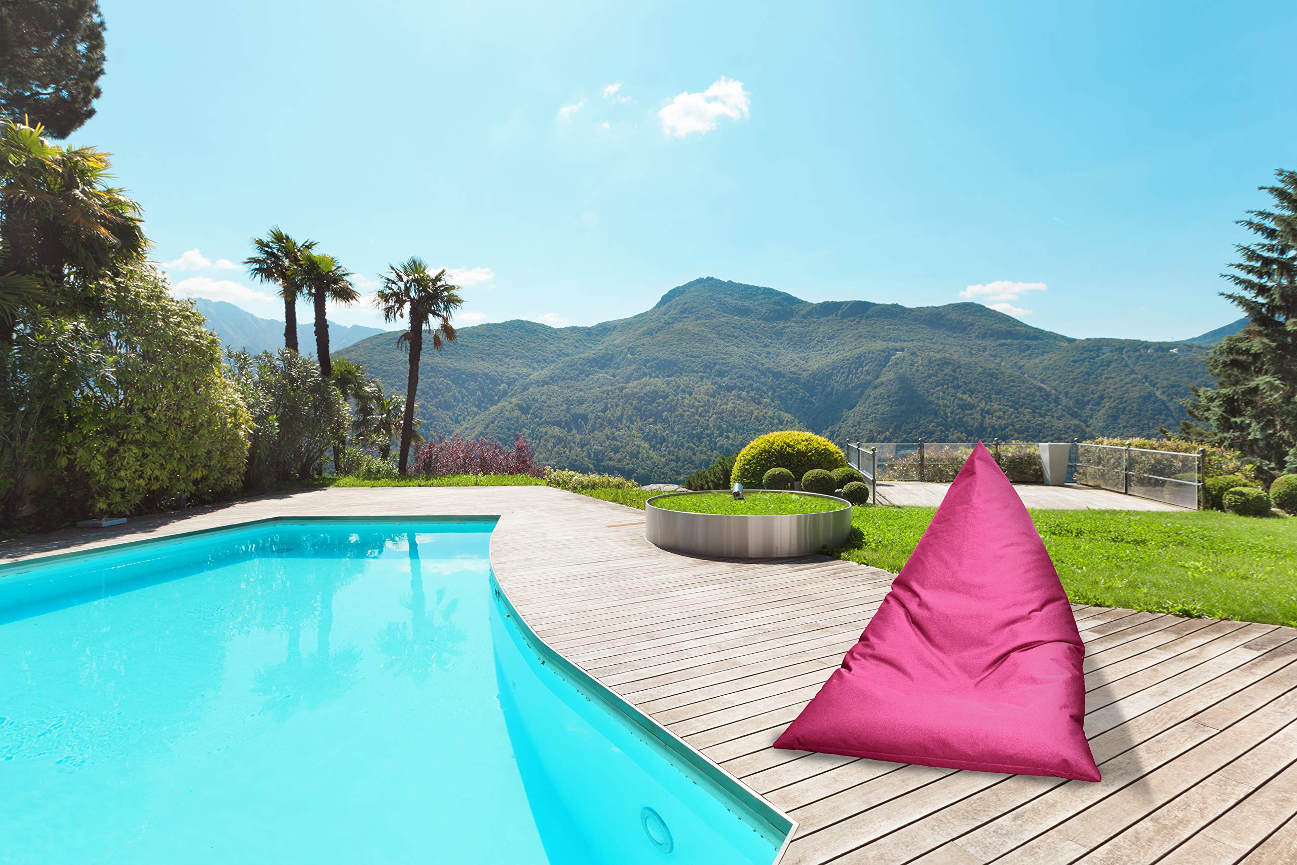 Epsilon Pouf Rectangulaire Rose Géant XXL d’Intérieur et Extérieur-Pouf berlingo 140 * 110cm-Pouf Waterproof et Anti UV-Pouf dehoussable et Lavable- Pouf à Bille pour Piscine et Jardin
